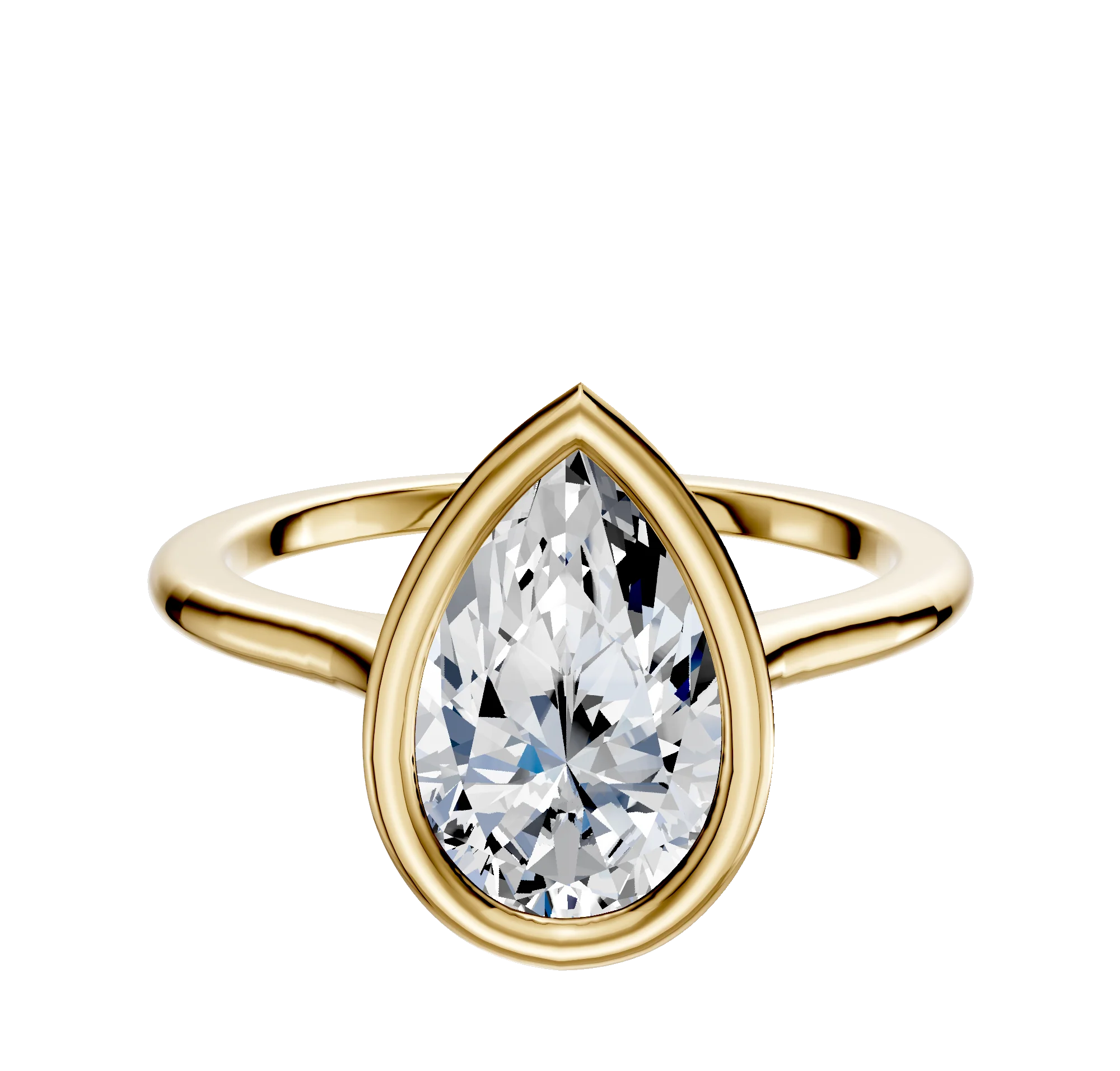 14K Yellow Gold Bezel Full Bezel East/West Cathedral Dome 1.5mm Engagement Ring