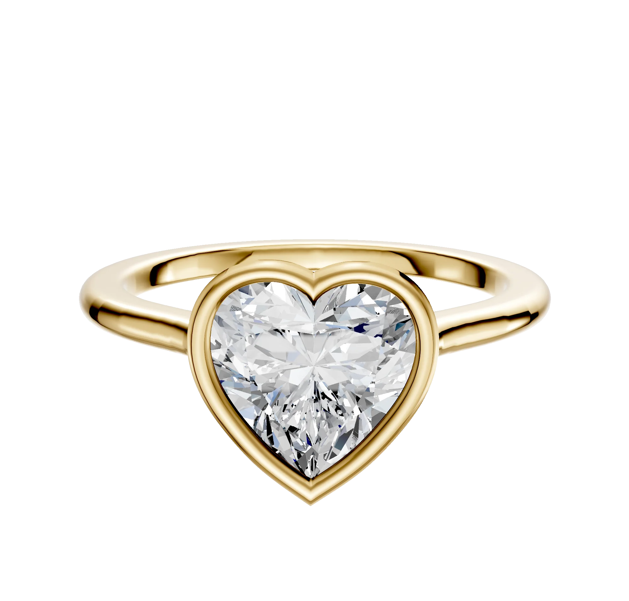 14K Yellow Gold Bezel Full Bezel East/West Cathedral Dome 1.5mm Engagement Ring