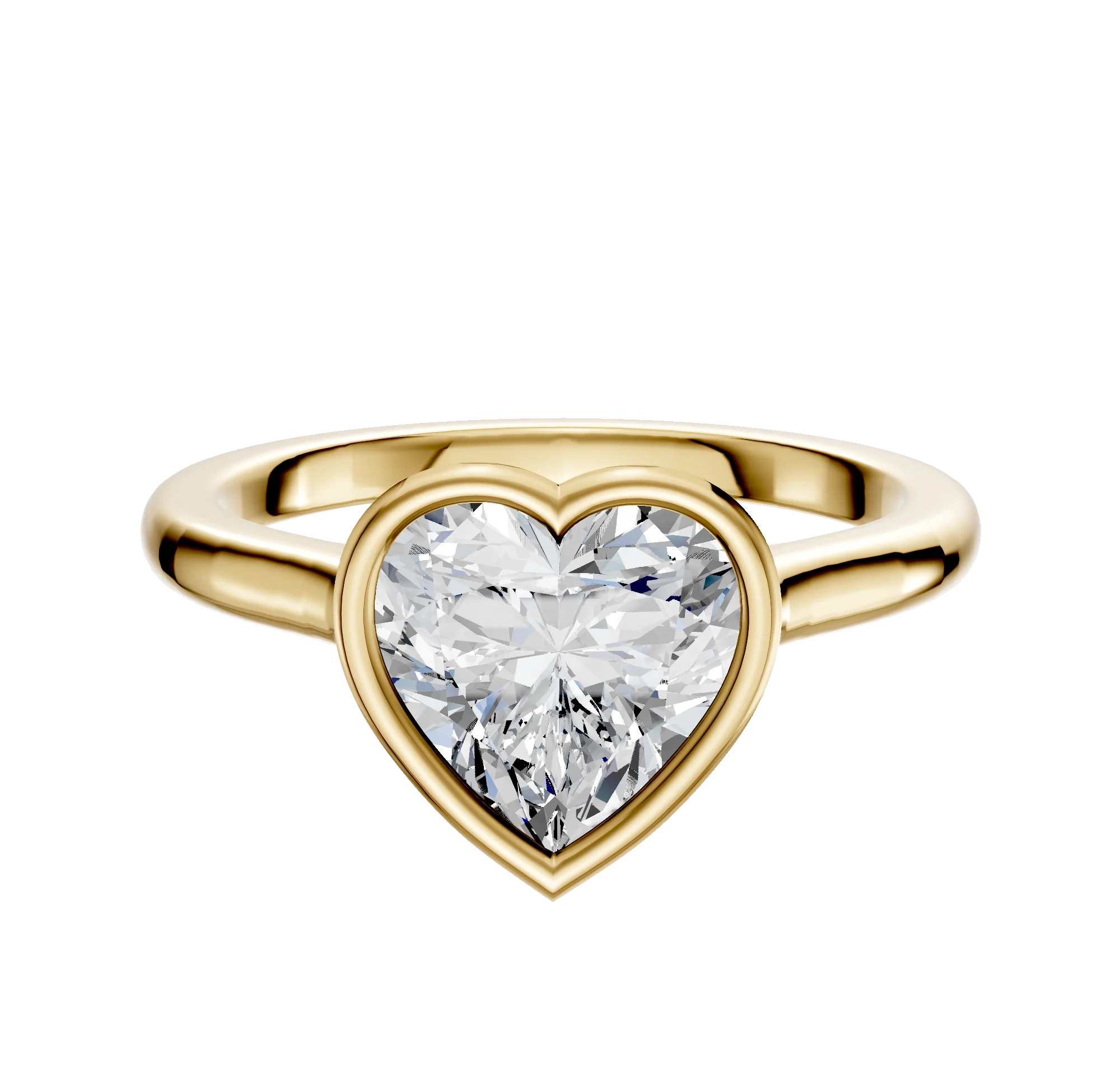 14K Yellow Gold Bezel Full Bezel East/West Cathedral Dome 2.0mm Engagement Ring