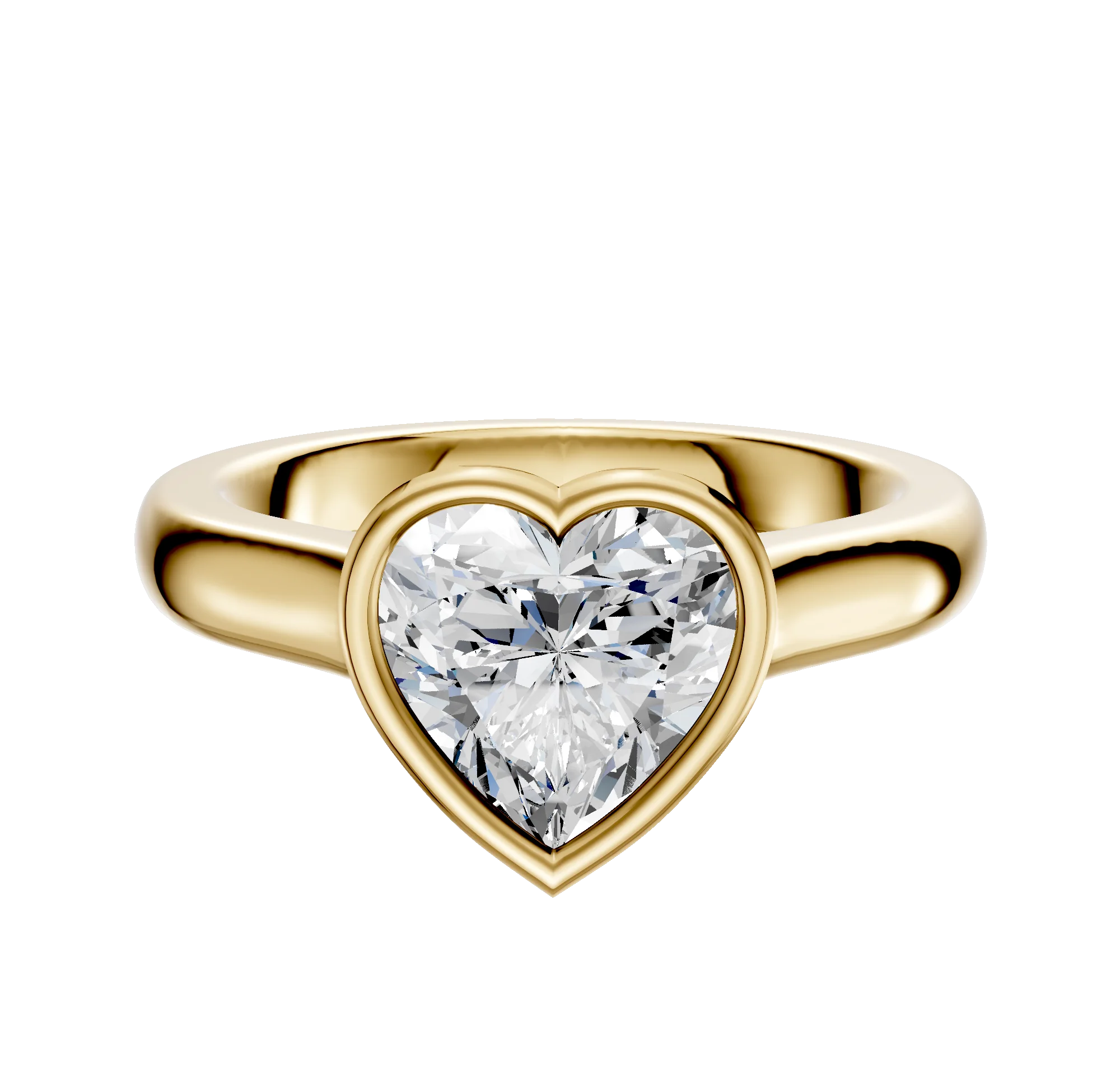 14K Yellow Gold Bezel Full Bezel East/West Cathedral Dome 3.0mm Engagement Ring