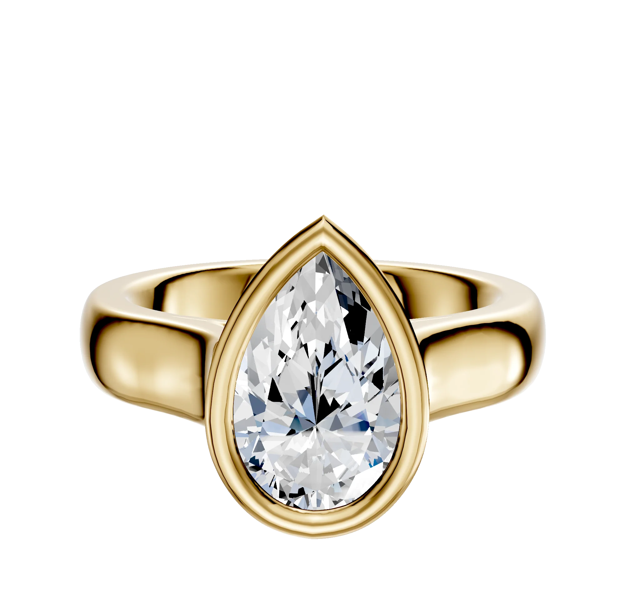 14K Yellow Gold Bezel Full Bezel East/West Cathedral Dome 4.0mm Engagement Ring