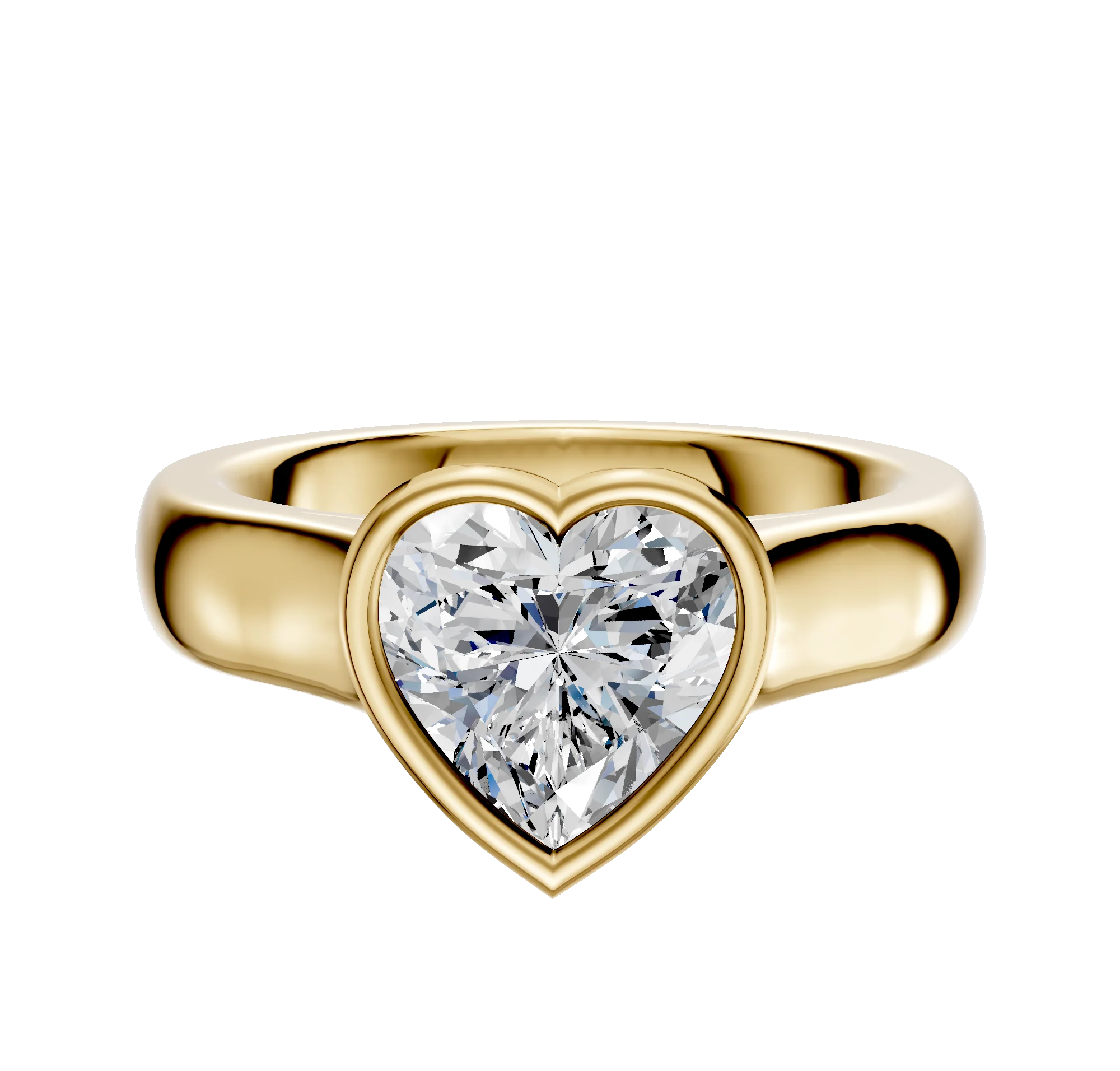 14K Yellow Gold Bezel Full Bezel East/West Cathedral Dome 4.0mm Engagement Ring