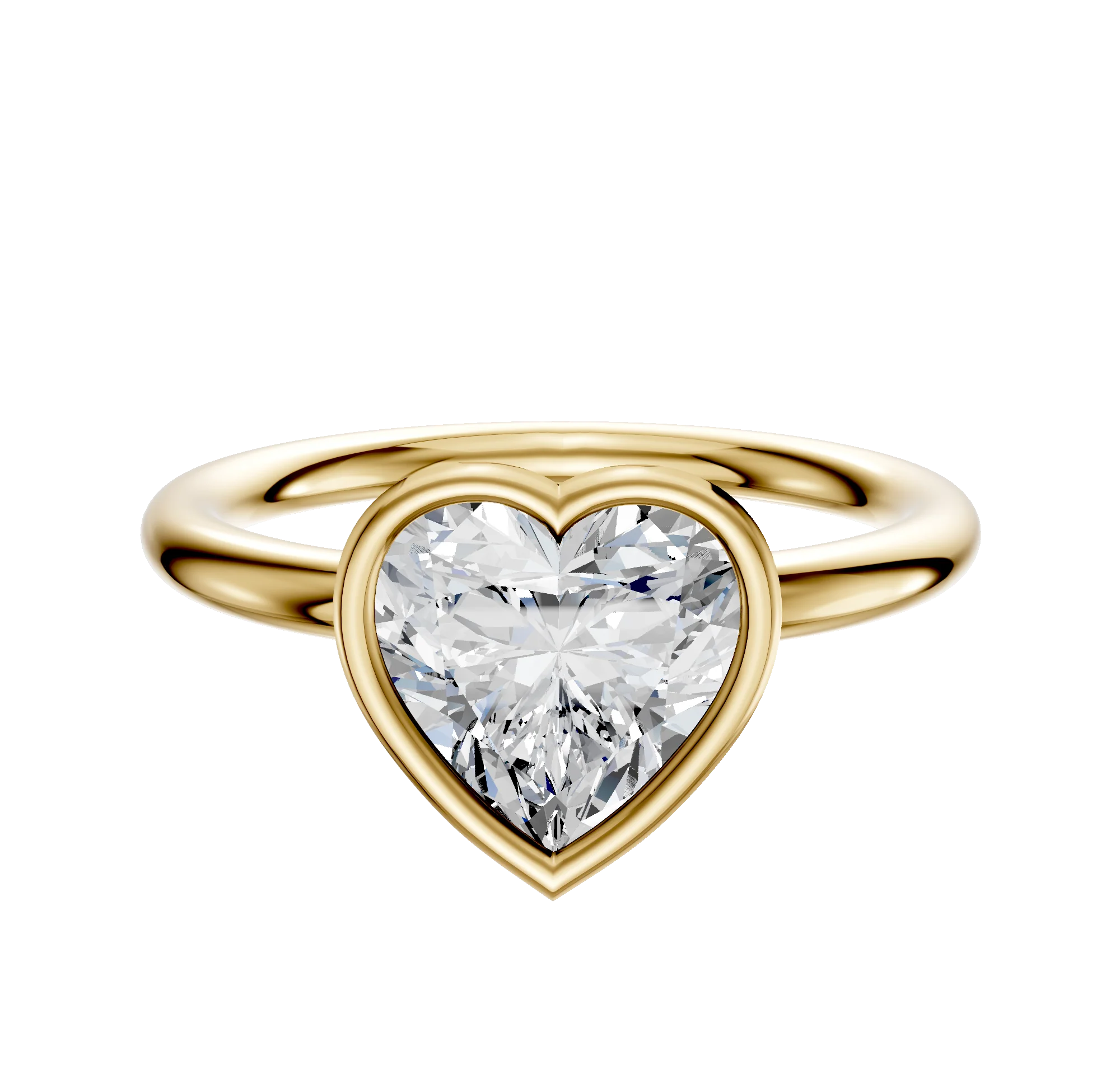 14K Yellow Gold Bezel Full Bezel East/West Classic Dome 2.0mm Engagement Ring