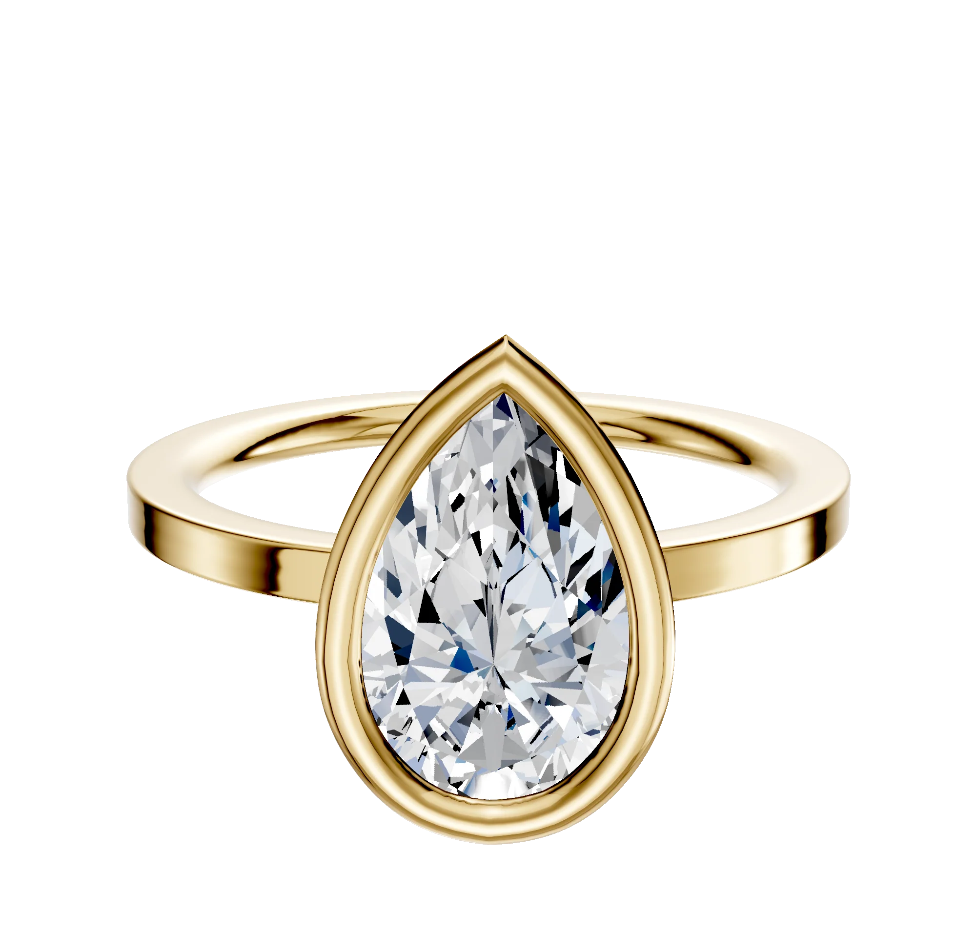14K Yellow Gold Bezel Full Bezel East/West Classic Flat 1.5mm Engagement Ring