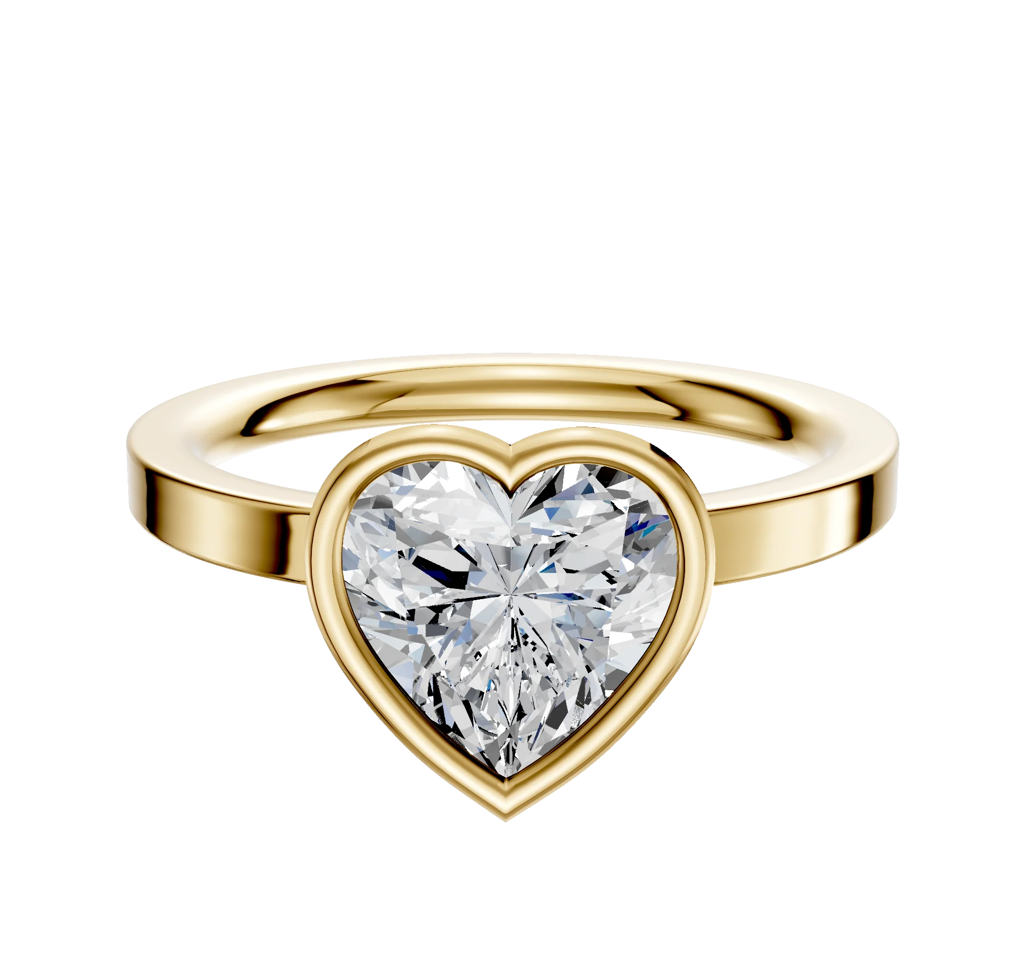 14K Yellow Gold Bezel Full Bezel East/West Classic Flat 2.0mm Engagement Ring