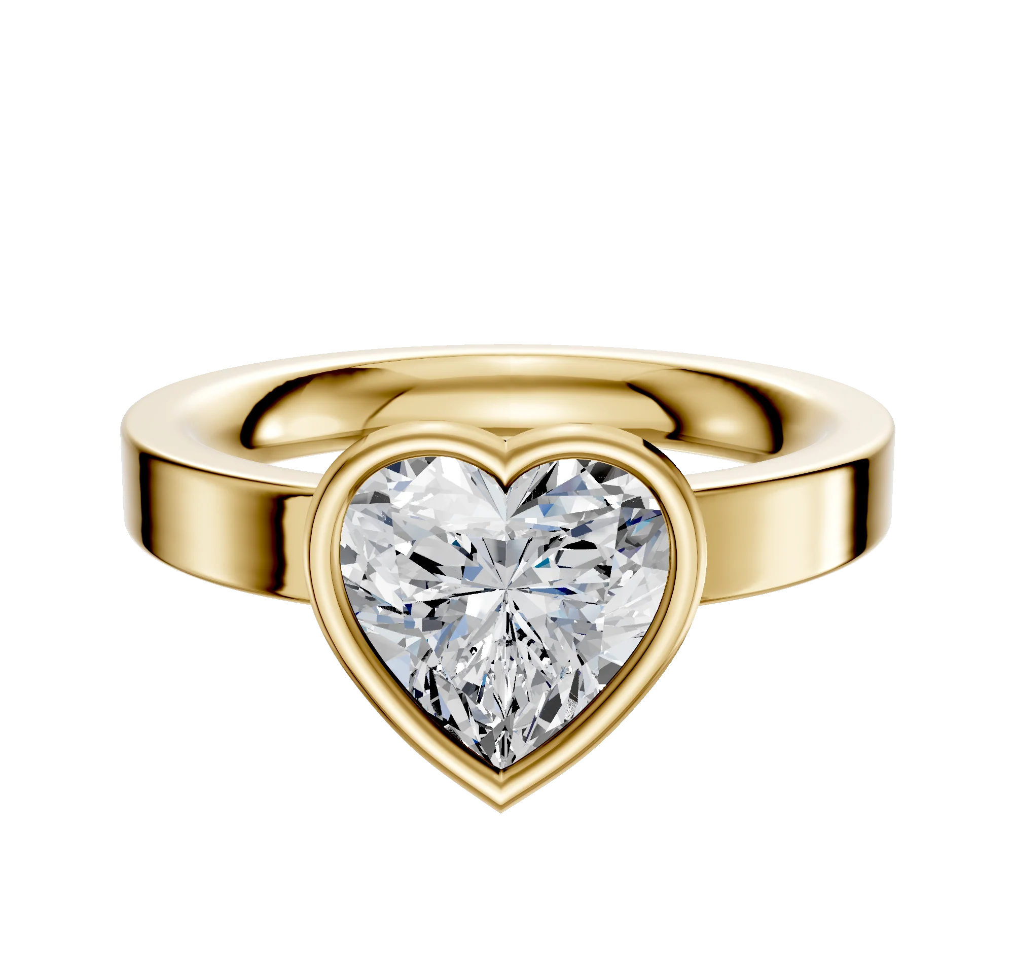 14K Yellow Gold Bezel Full Bezel East/West Classic Flat 3.0mm Engagement Ring