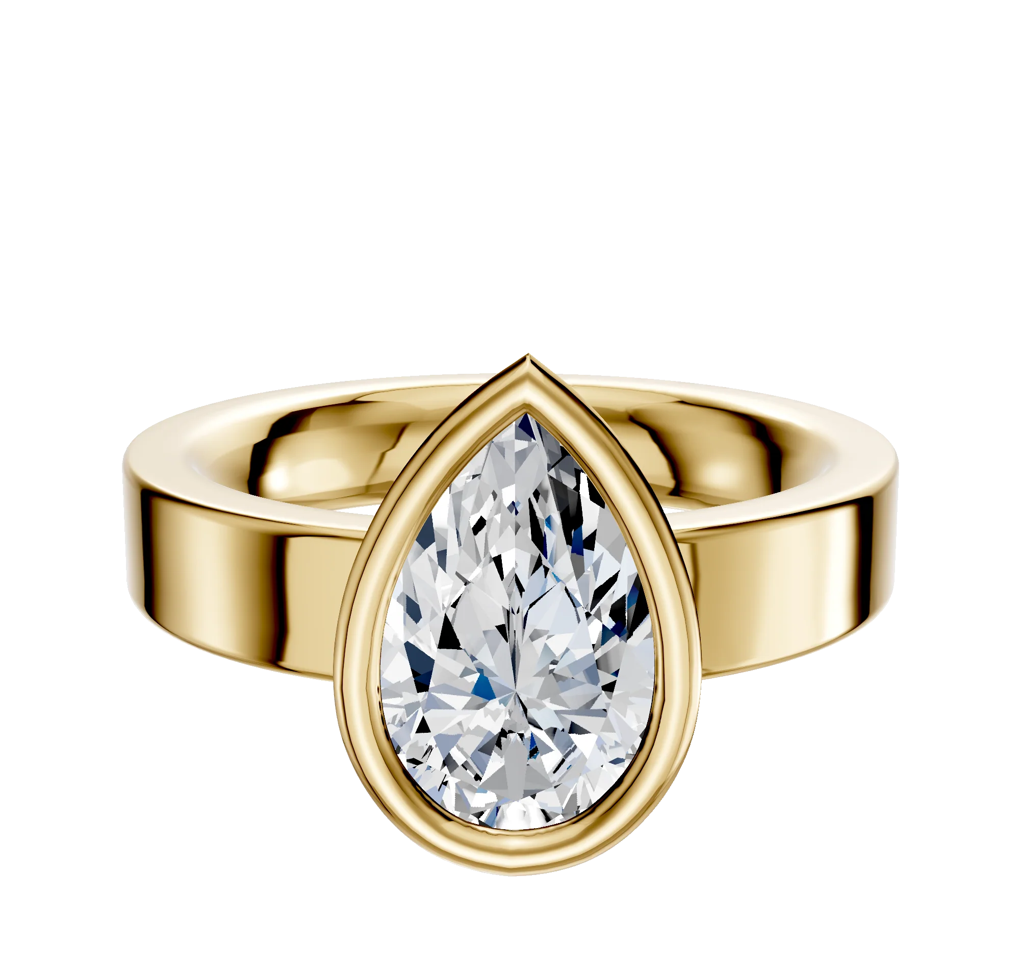 14K Yellow Gold Bezel Full Bezel East/West Classic Flat 4.0mm Engagement Ring