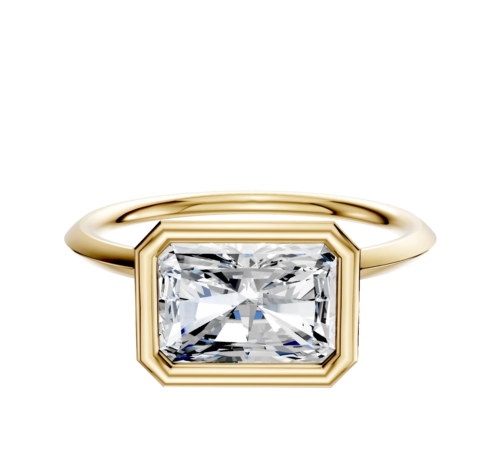 14K Yellow Gold Bezel Full Bezel East/West Classic Knife Edge 1.5mm Engagement Ring