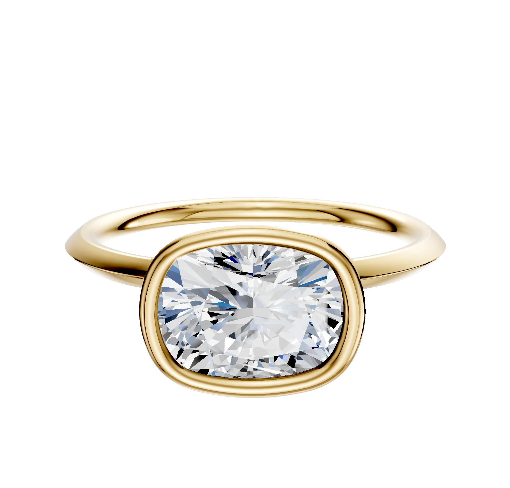 14K Yellow Gold Bezel Full Bezel East/West Classic Knife Edge 1.5mm Engagement Ring