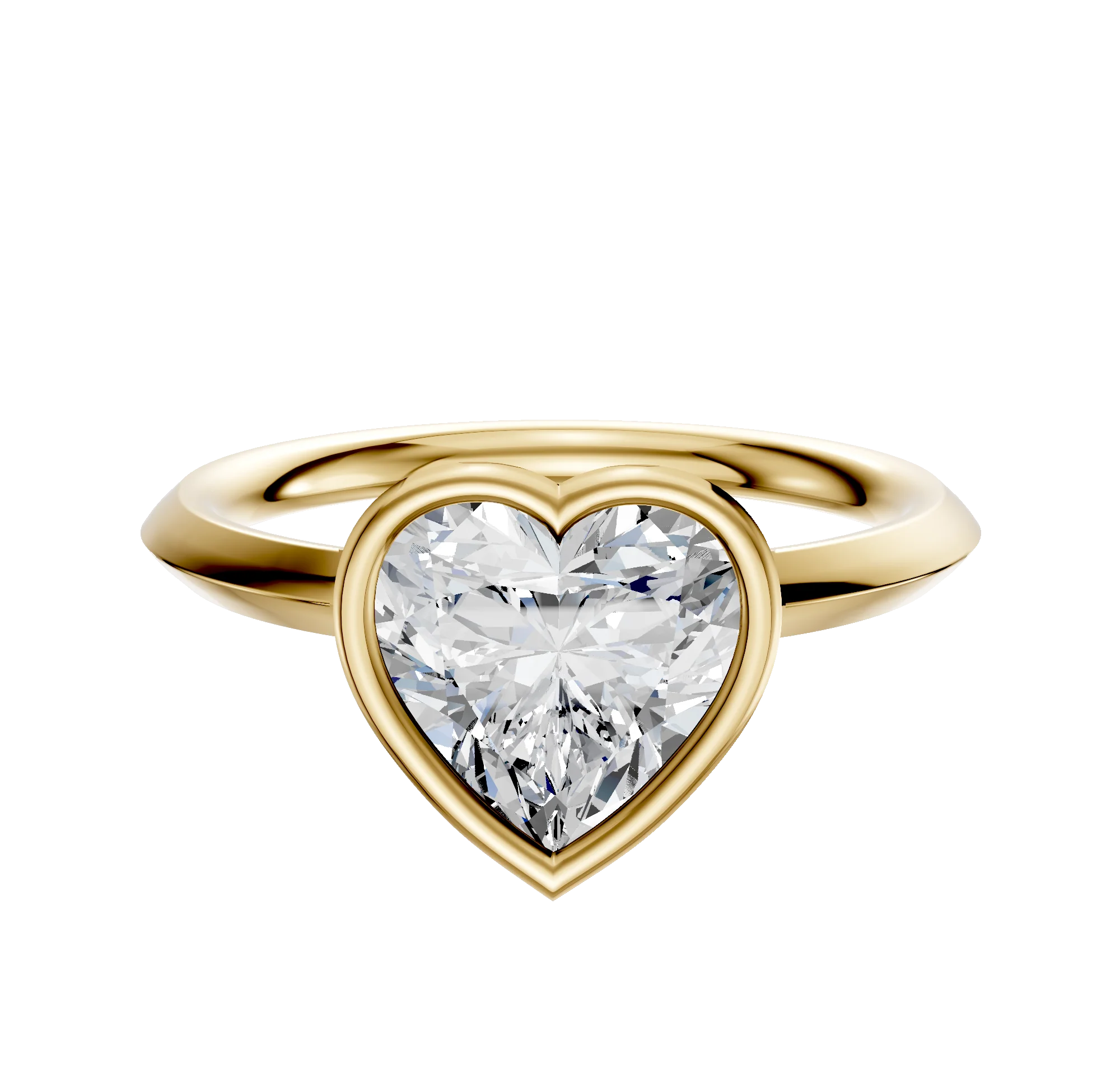 14K Yellow Gold Bezel Full Bezel East/West Classic Knife Edge 2.0mm Engagement Ring
