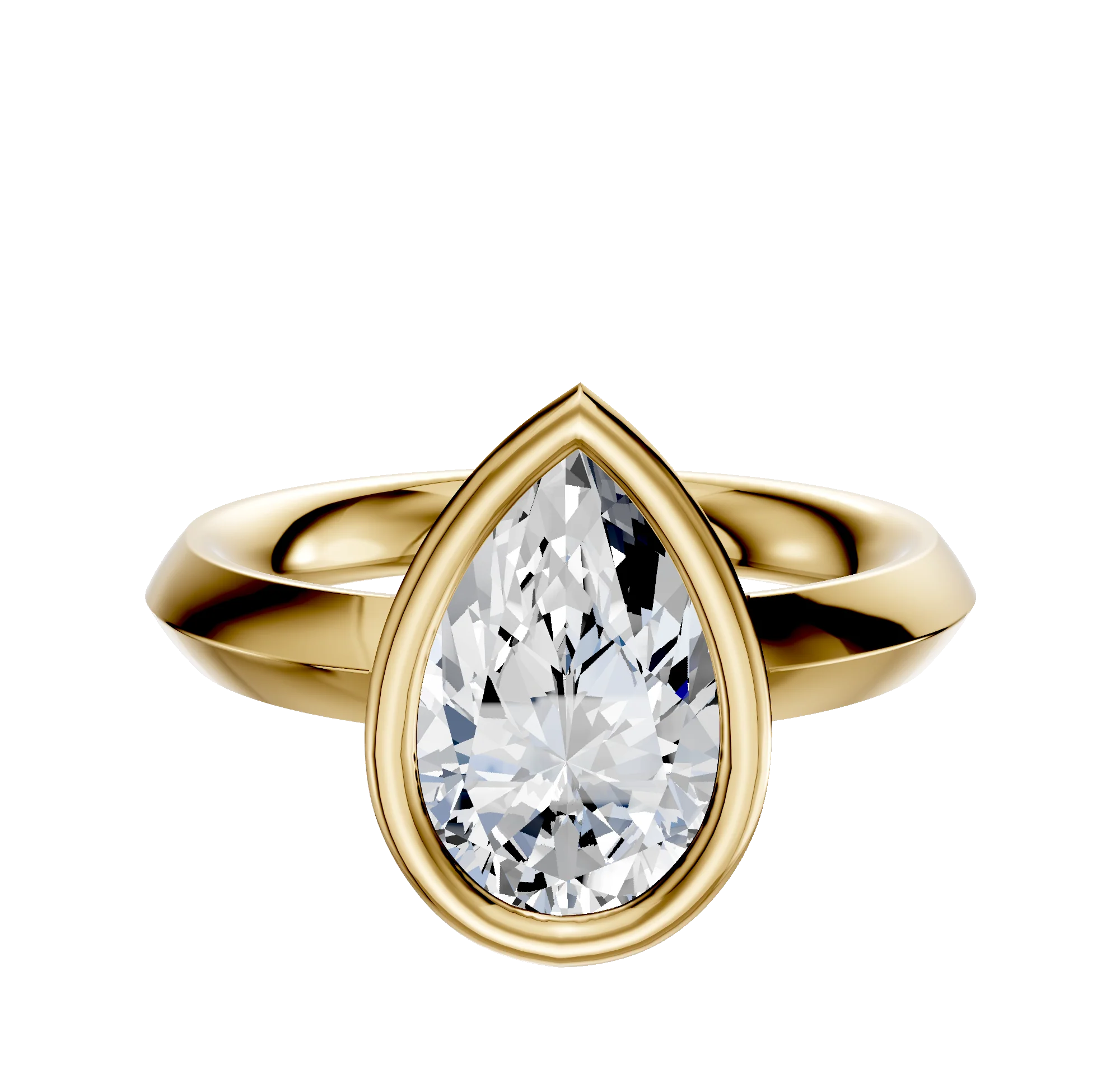 14K Yellow Gold Bezel Full Bezel East/West Classic Knife Edge 3.0mm Engagement Ring