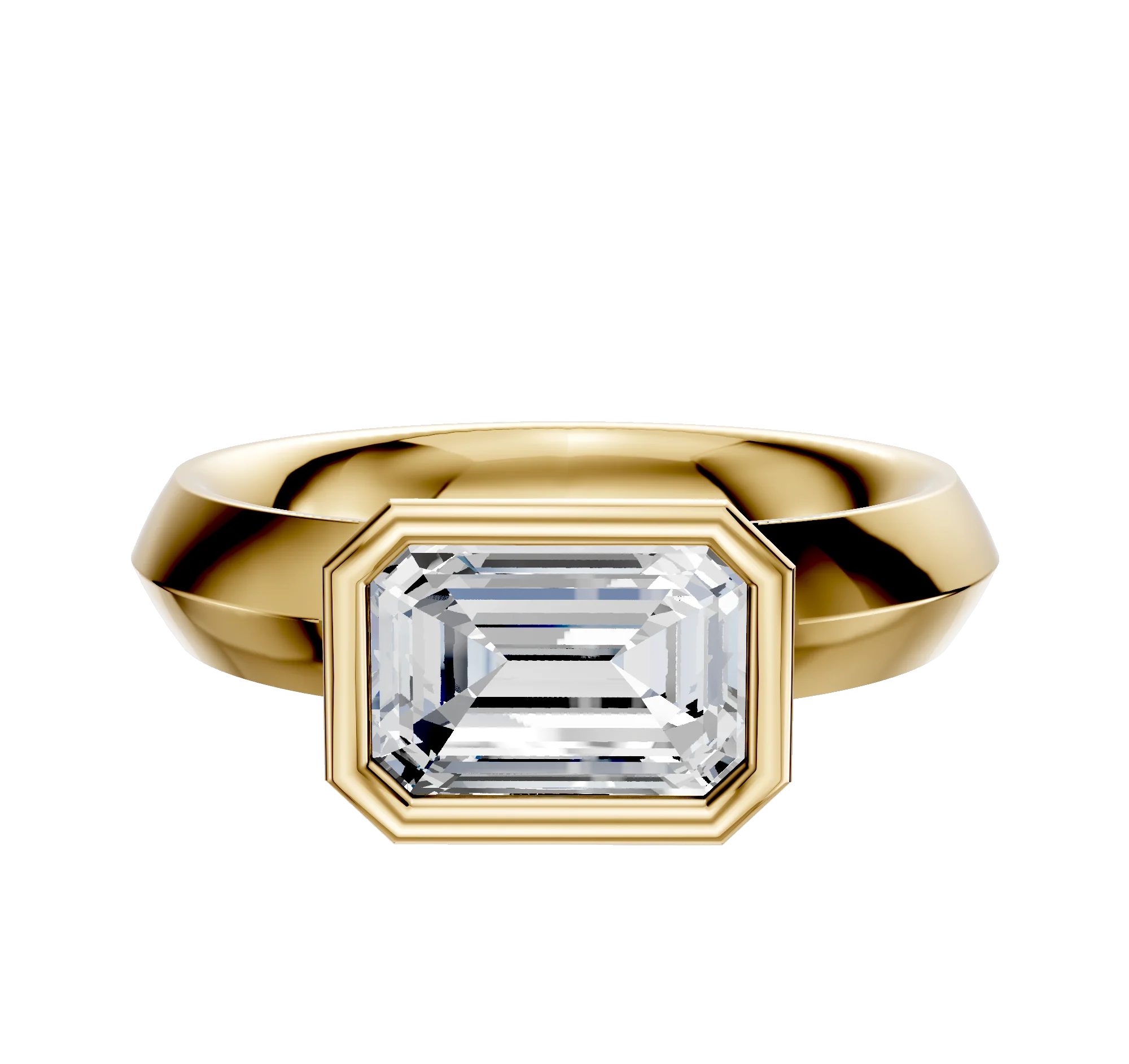 14K Yellow Gold Bezel Full Bezel East/West Classic Knife Edge 4.0mm Engagement Ring