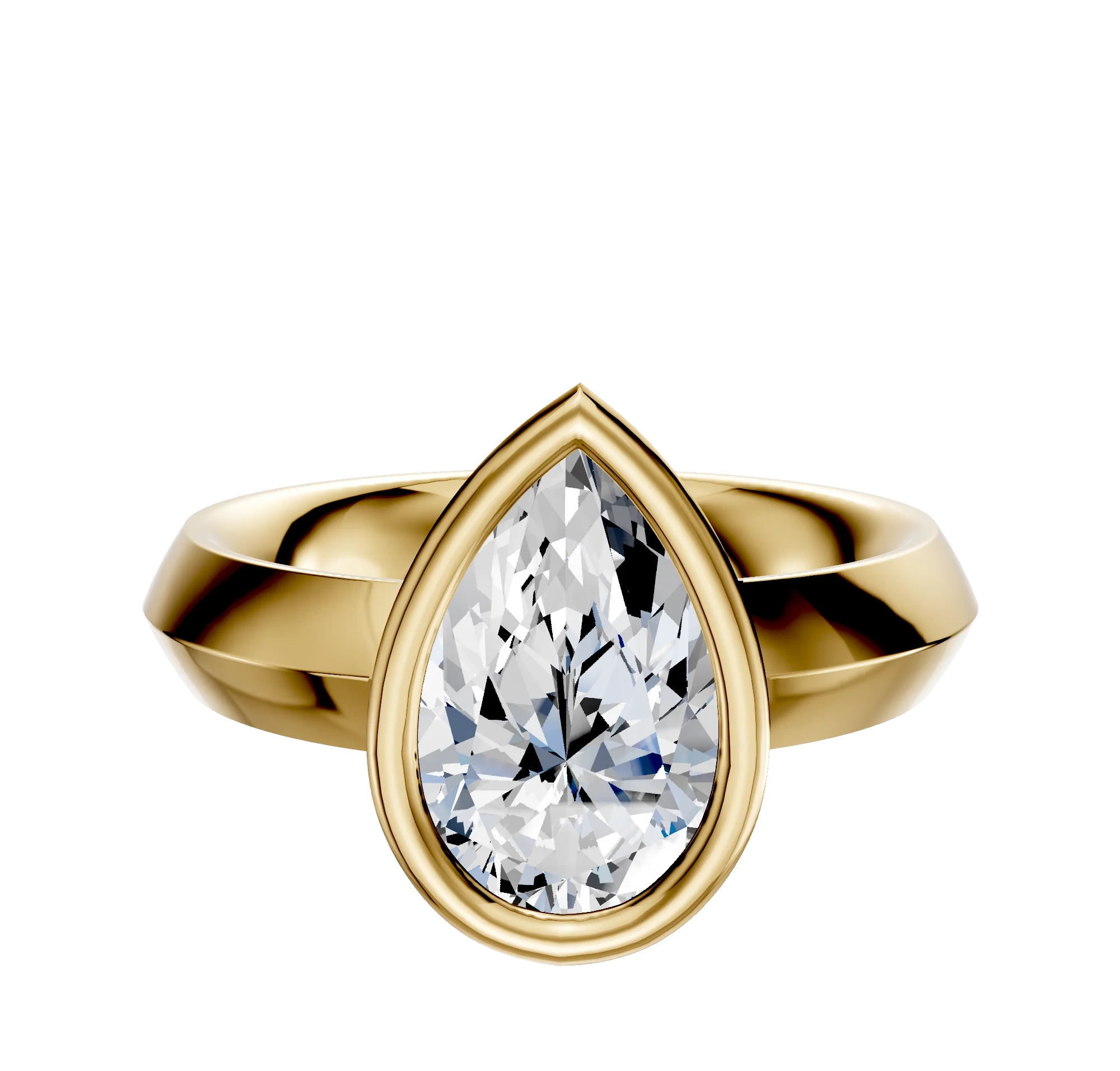 14K Yellow Gold Bezel Full Bezel East/West Classic Knife Edge 4.0mm Engagement Ring