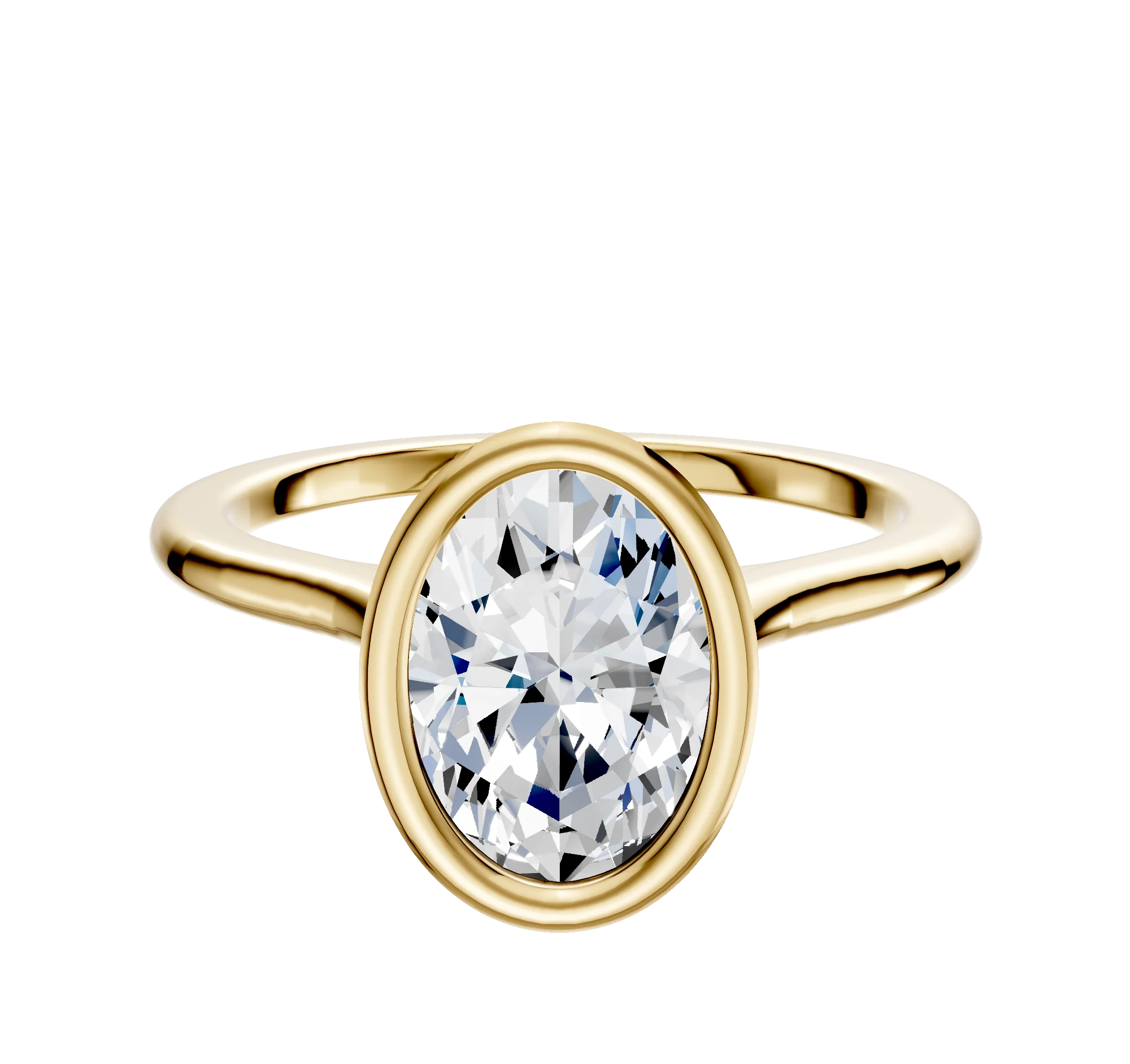 14K Yellow Gold Bezel Full Bezel North/South Cathedral Dome 1.5mm Engagement Ring