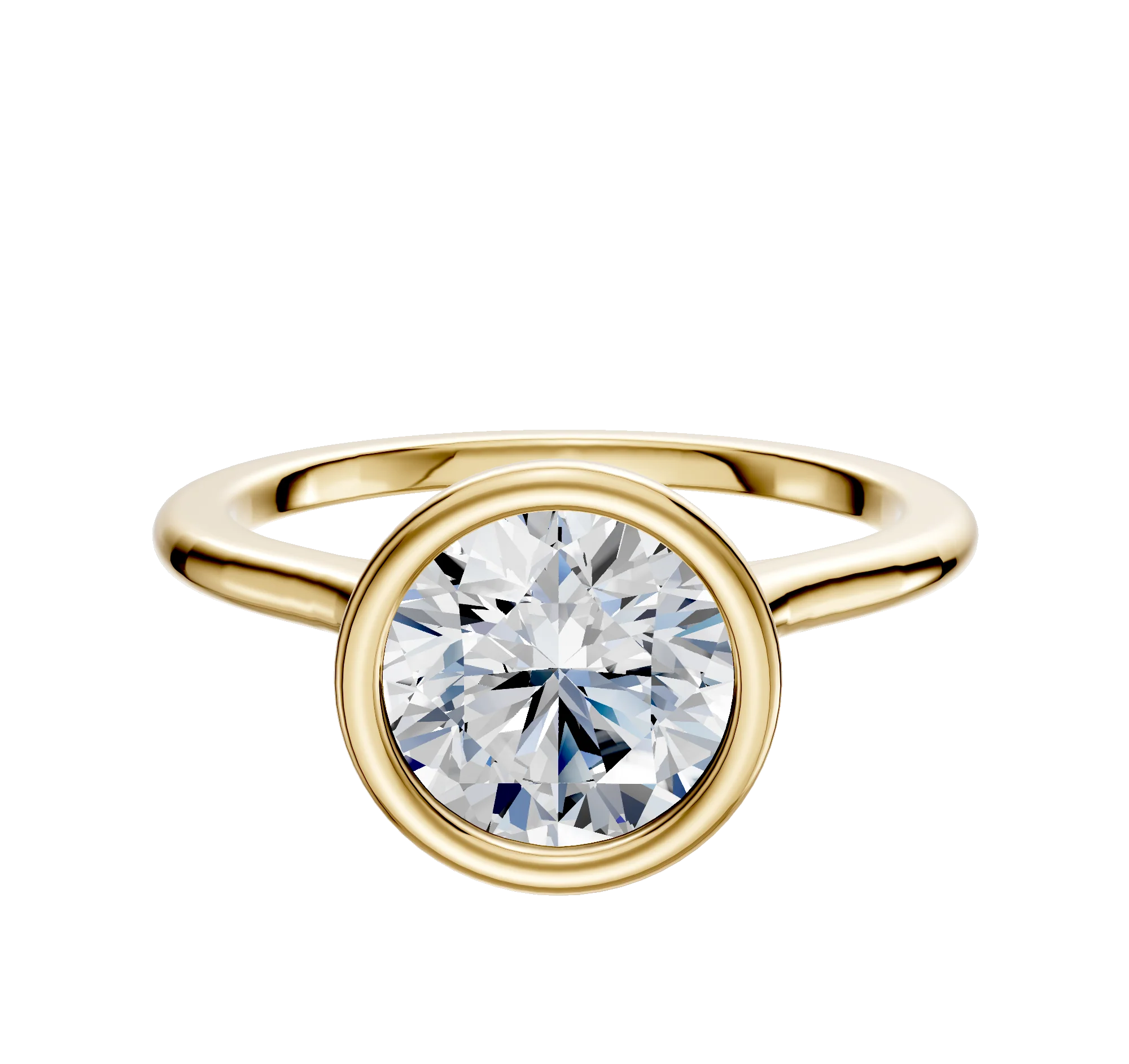 14K Yellow Gold Bezel Full Bezel North/South Cathedral Dome 1.5mm Engagement Ring