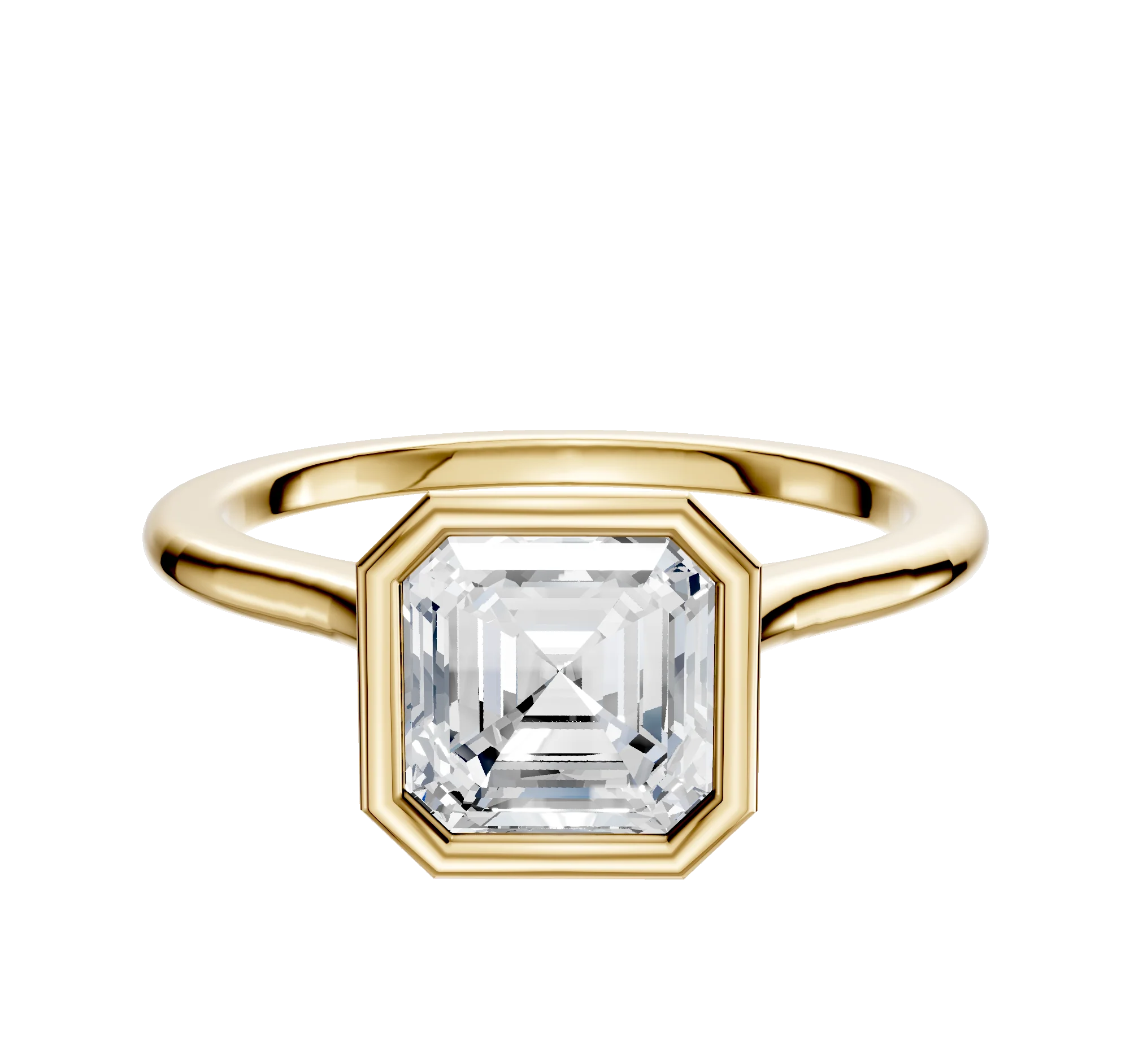 14K Yellow Gold Bezel Full Bezel North/South Cathedral Dome 1.5mm Engagement Ring