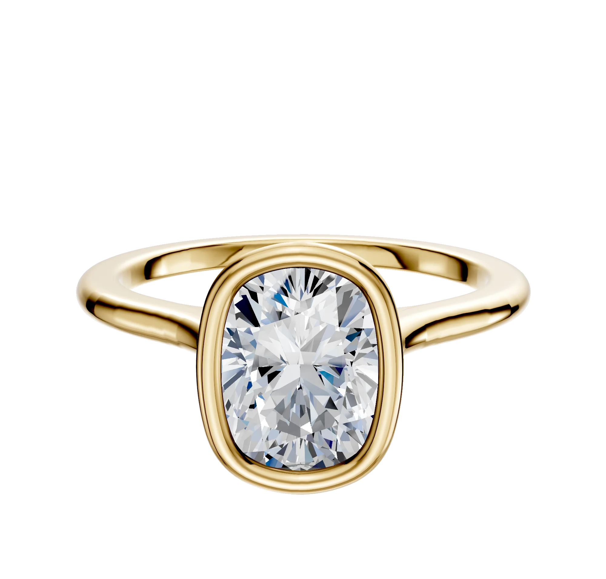 14K Yellow Gold Bezel Full Bezel North/South Cathedral Dome 1.5mm Engagement Ring