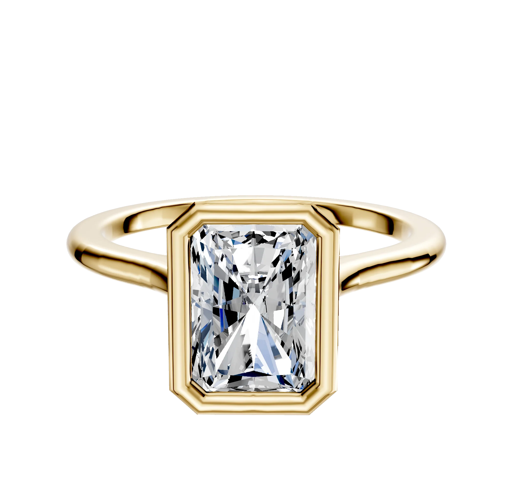 14K Yellow Gold Bezel Full Bezel North/South Cathedral Dome 1.5mm Engagement Ring