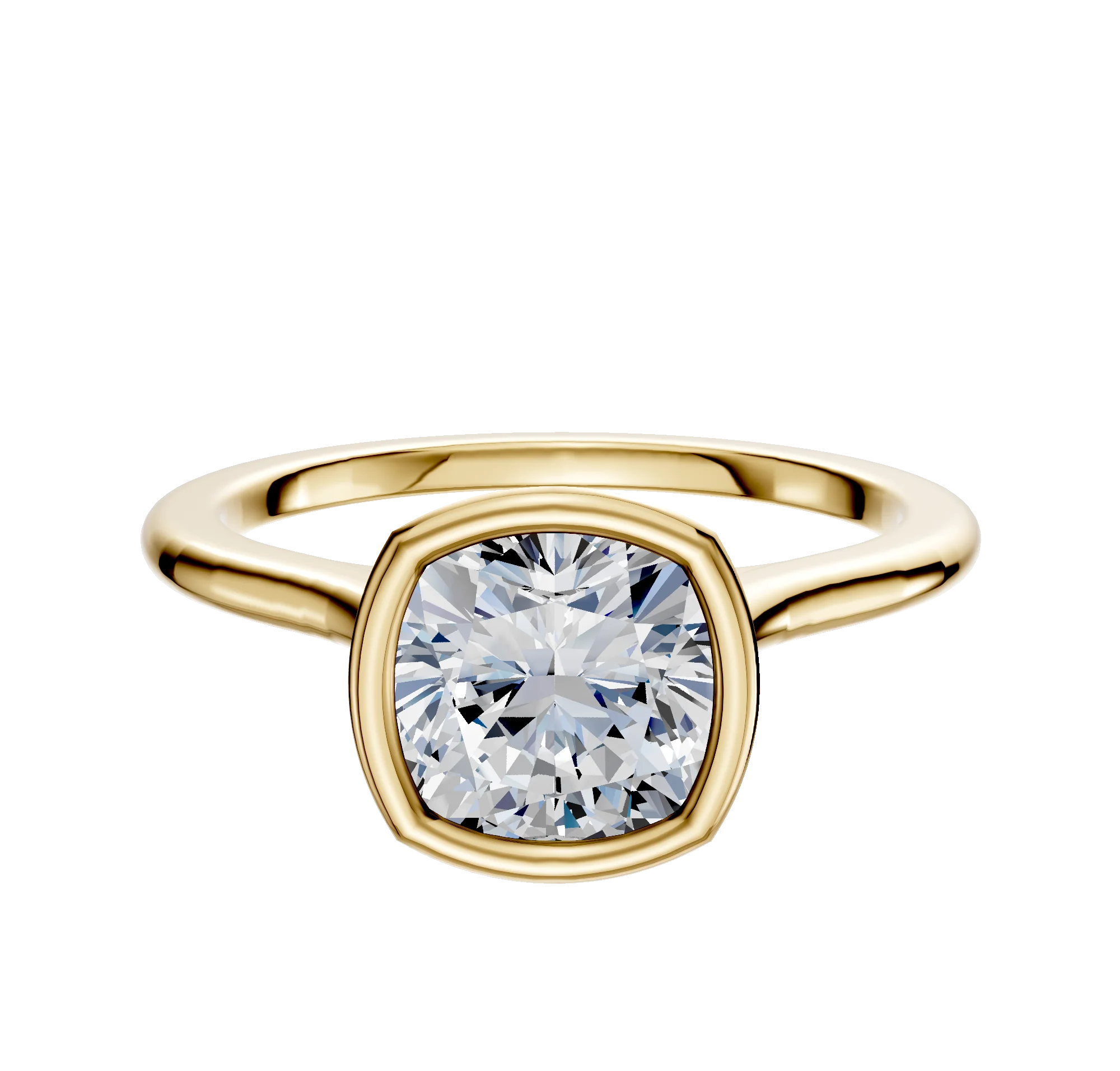 14K Yellow Gold Bezel Full Bezel North/South Cathedral Dome 1.5mm Engagement Ring