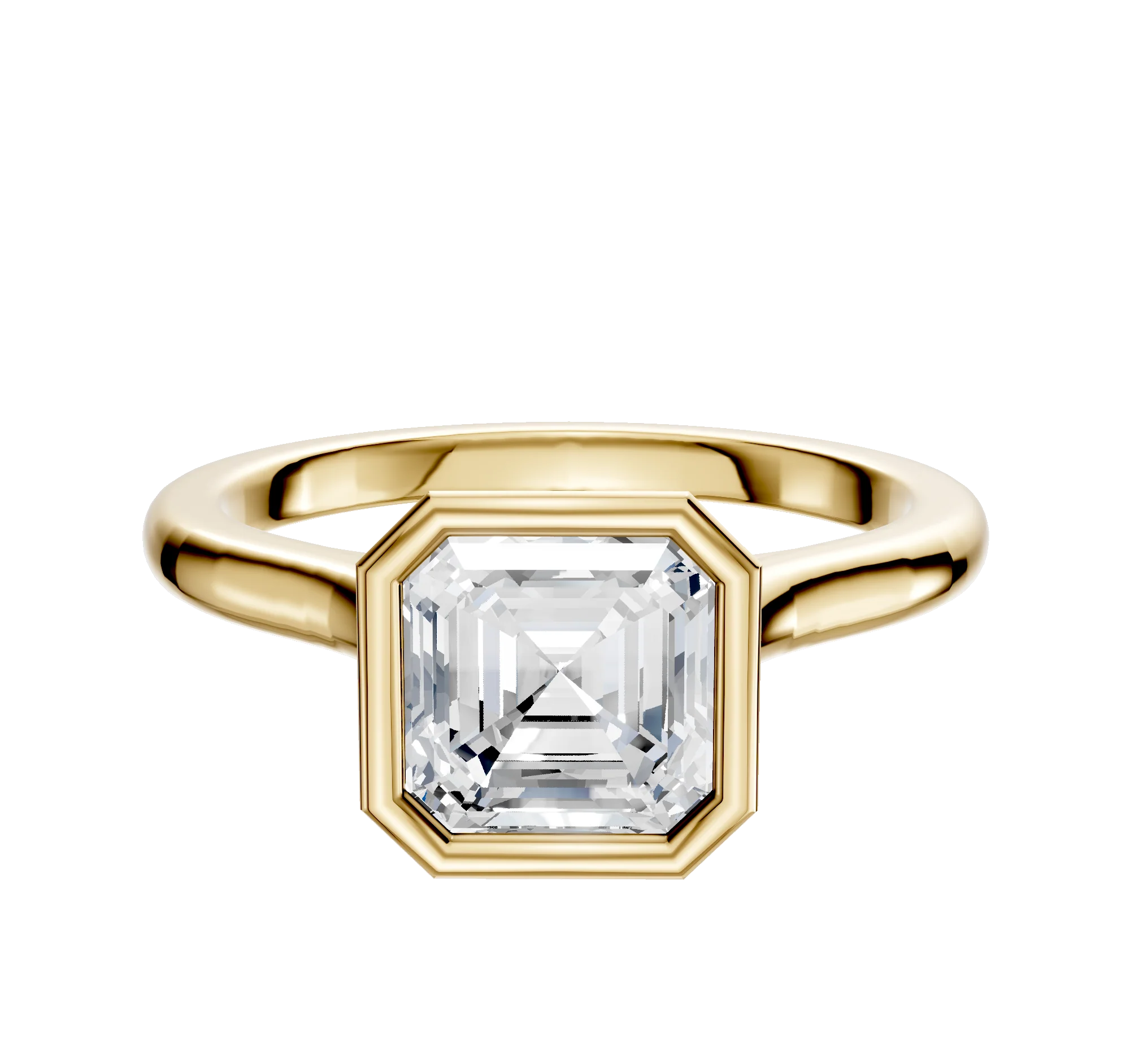 14K Yellow Gold Bezel Full Bezel North/South Cathedral Dome 2.0mm Engagement Ring