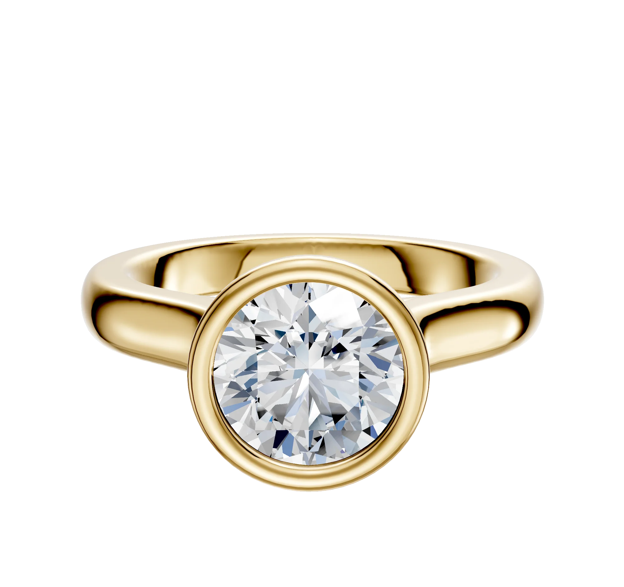 14K Yellow Gold Bezel Full Bezel North/South Cathedral Dome 3.0mm Engagement Ring