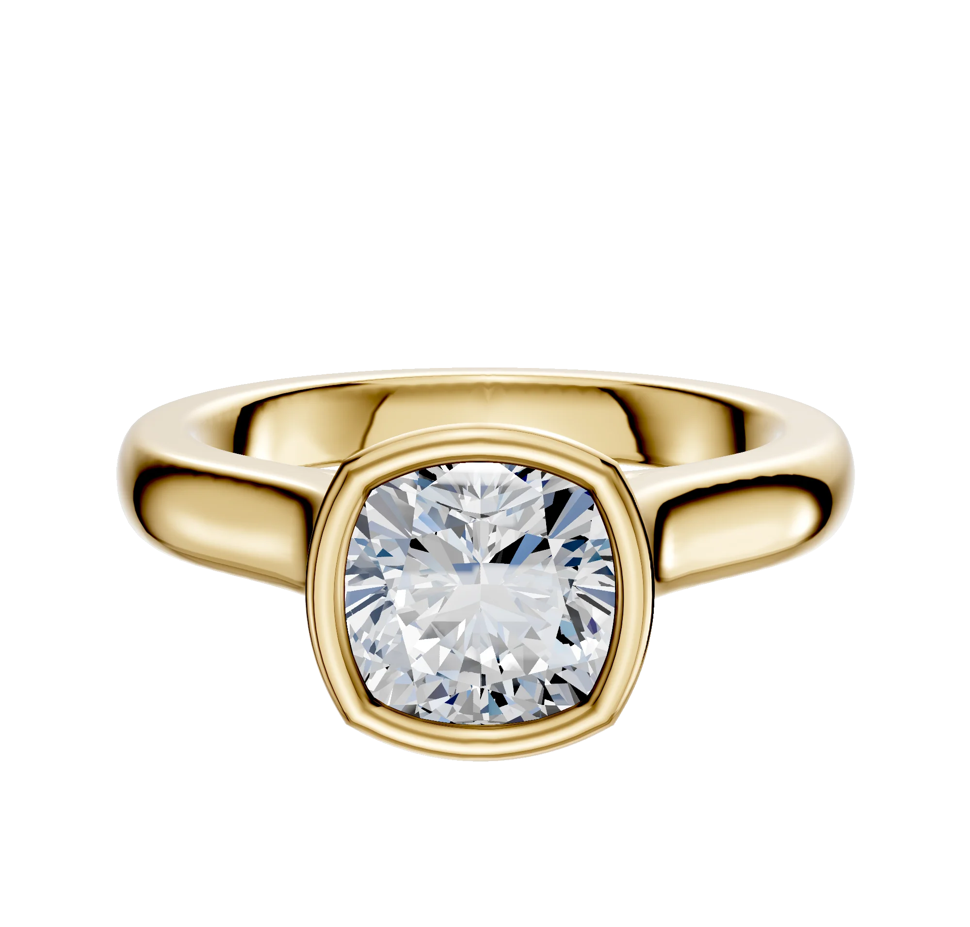 14K Yellow Gold Bezel Full Bezel North/South Cathedral Dome 3.0mm Engagement Ring