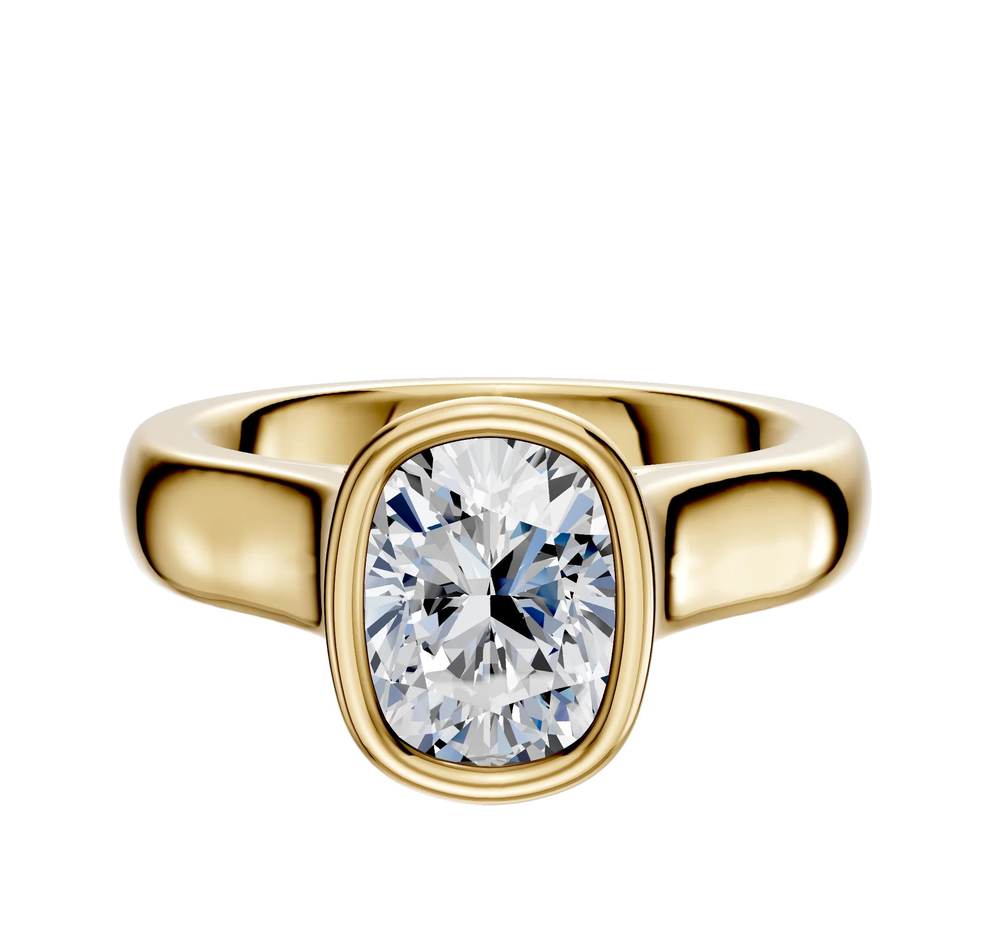 14K Yellow Gold Bezel Full Bezel North/South Cathedral Dome 4.0mm Engagement Ring