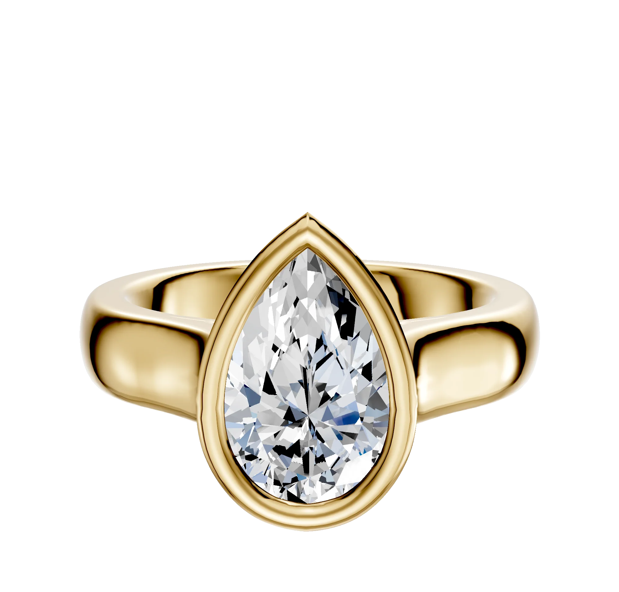14K Yellow Gold Bezel Full Bezel North/South Cathedral Dome 4.0mm Engagement Ring