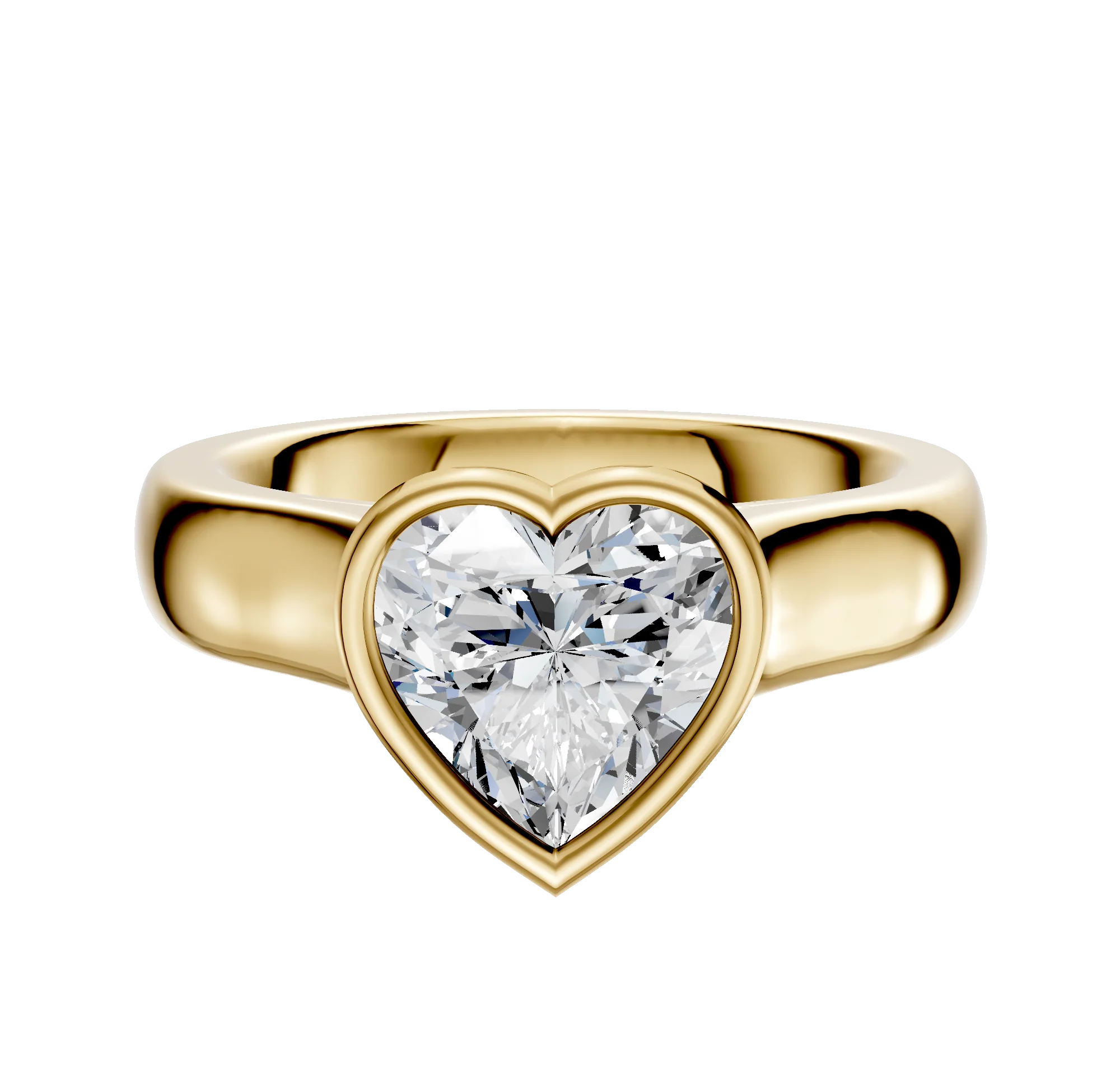 14K Yellow Gold Bezel Full Bezel North/South Cathedral Dome 4.0mm Engagement Ring