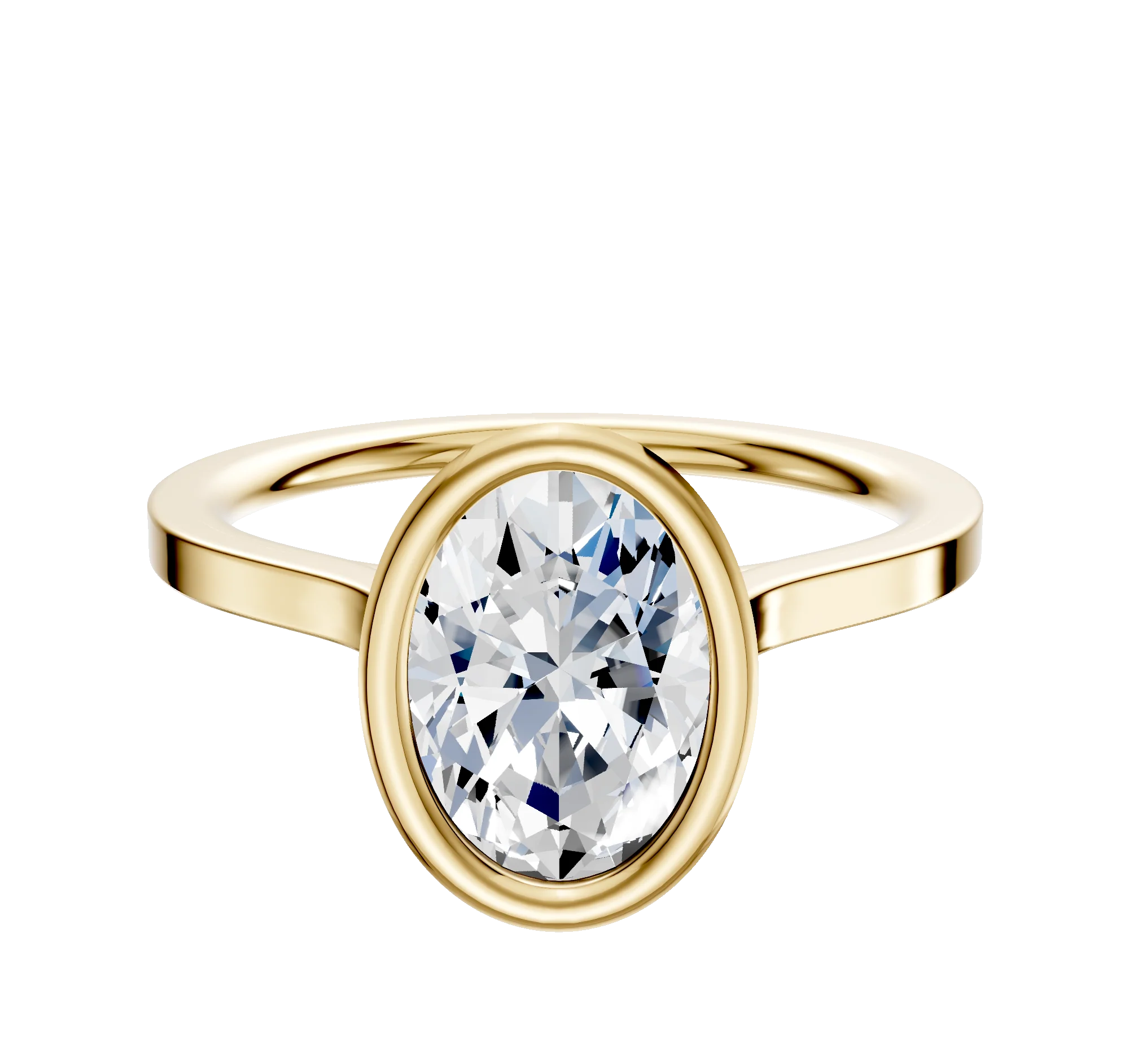 14K Yellow Gold Bezel Full Bezel North/South Cathedral Flat 1.5mm Engagement Ring