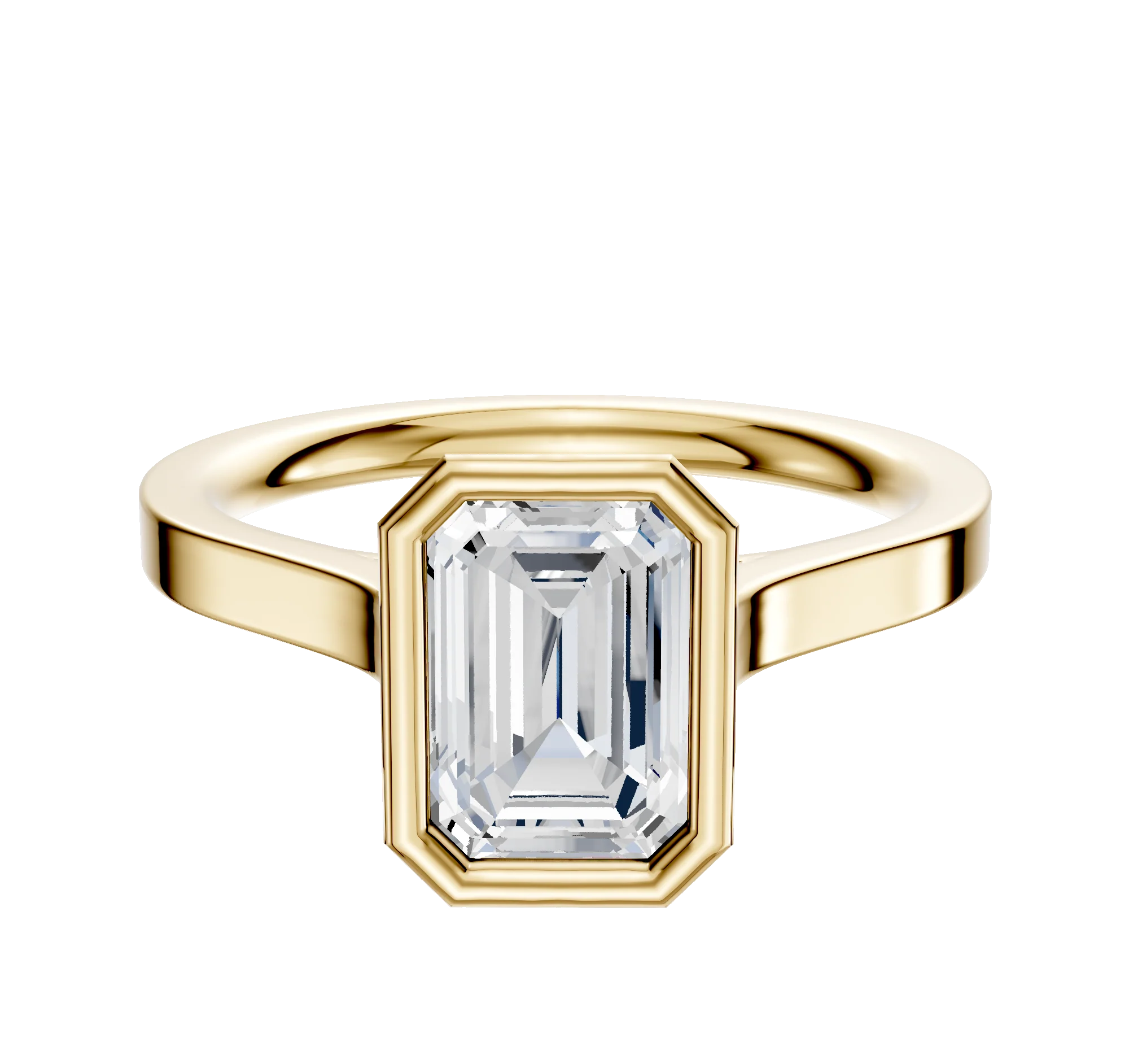 14K Yellow Gold Bezel Full Bezel North/South Cathedral Flat 2.0mm Engagement Ring