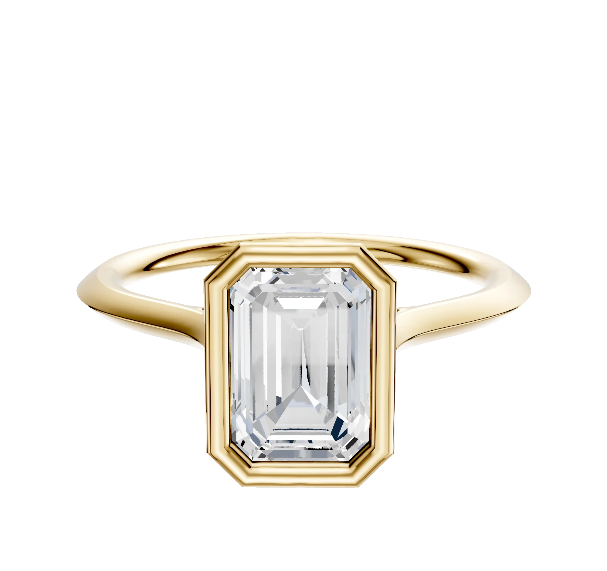 14K Yellow Gold Bezel Full Bezel North/South Cathedral Knife Edge 1.5mm Engagement Ring