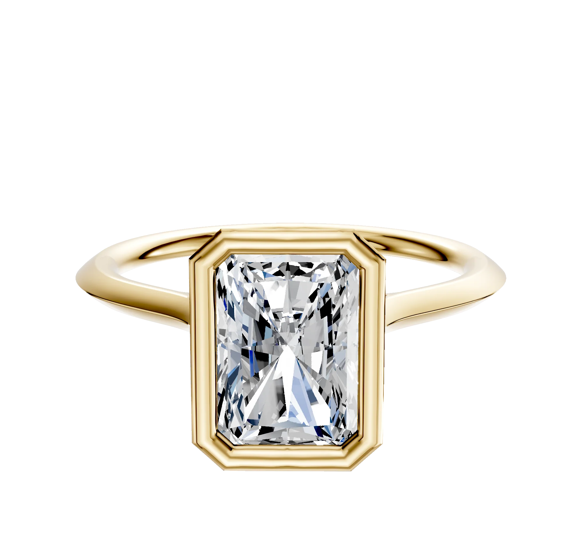 14K Yellow Gold Bezel Full Bezel North/South Cathedral Knife Edge 1.5mm Engagement Ring