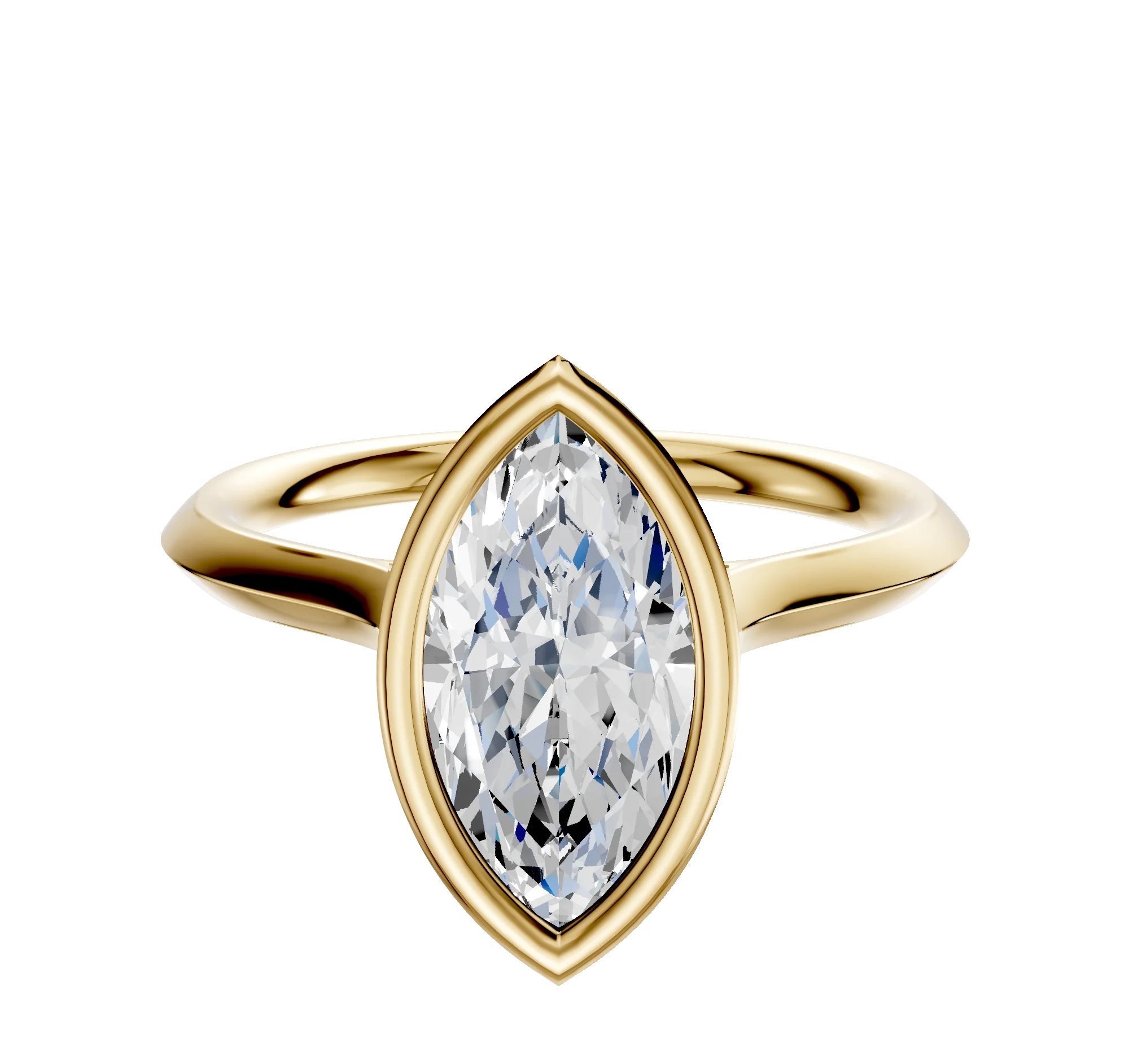 14K Yellow Gold Bezel Full Bezel North/South Cathedral Knife Edge 2.0mm Engagement Ring