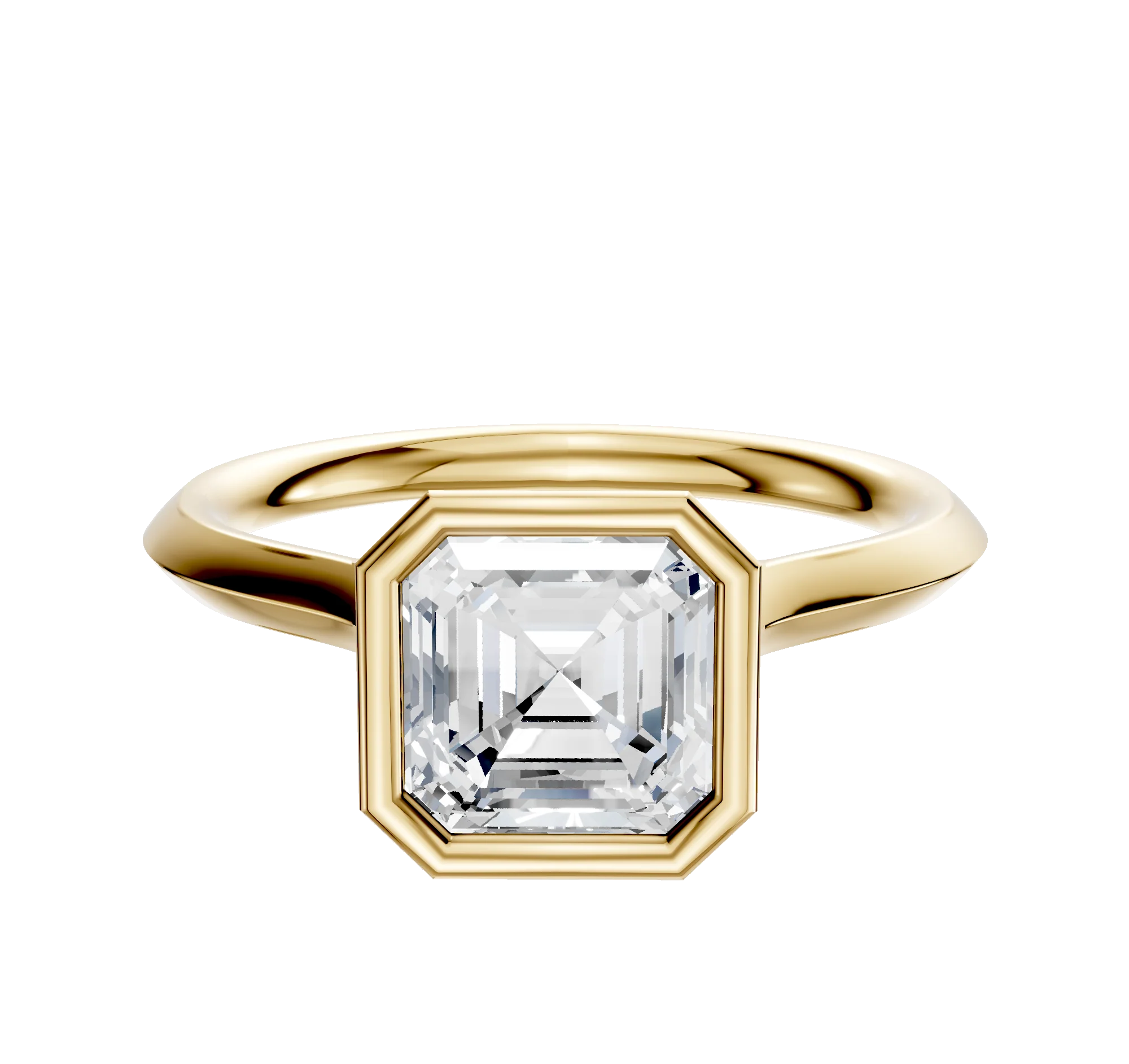 14K Yellow Gold Bezel Full Bezel North/South Cathedral Knife Edge 2.0mm Engagement Ring