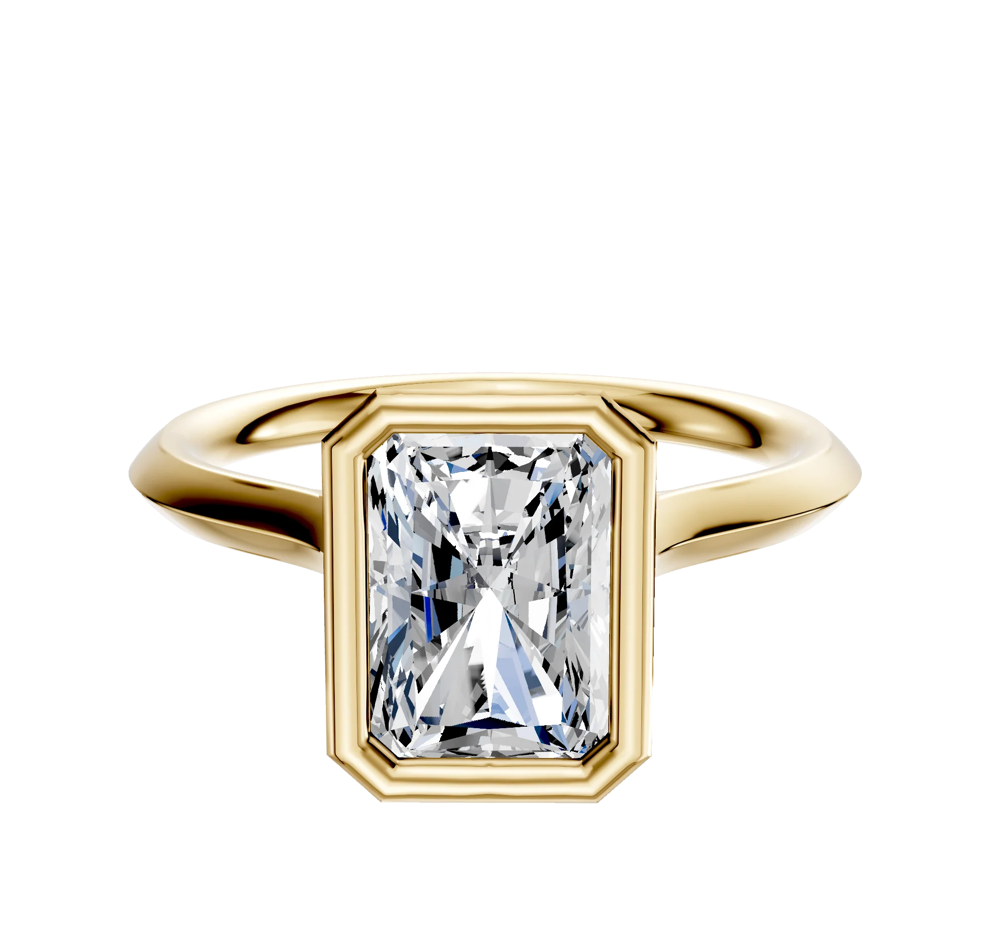 14K Yellow Gold Bezel Full Bezel North/South Cathedral Knife Edge 2.0mm Engagement Ring