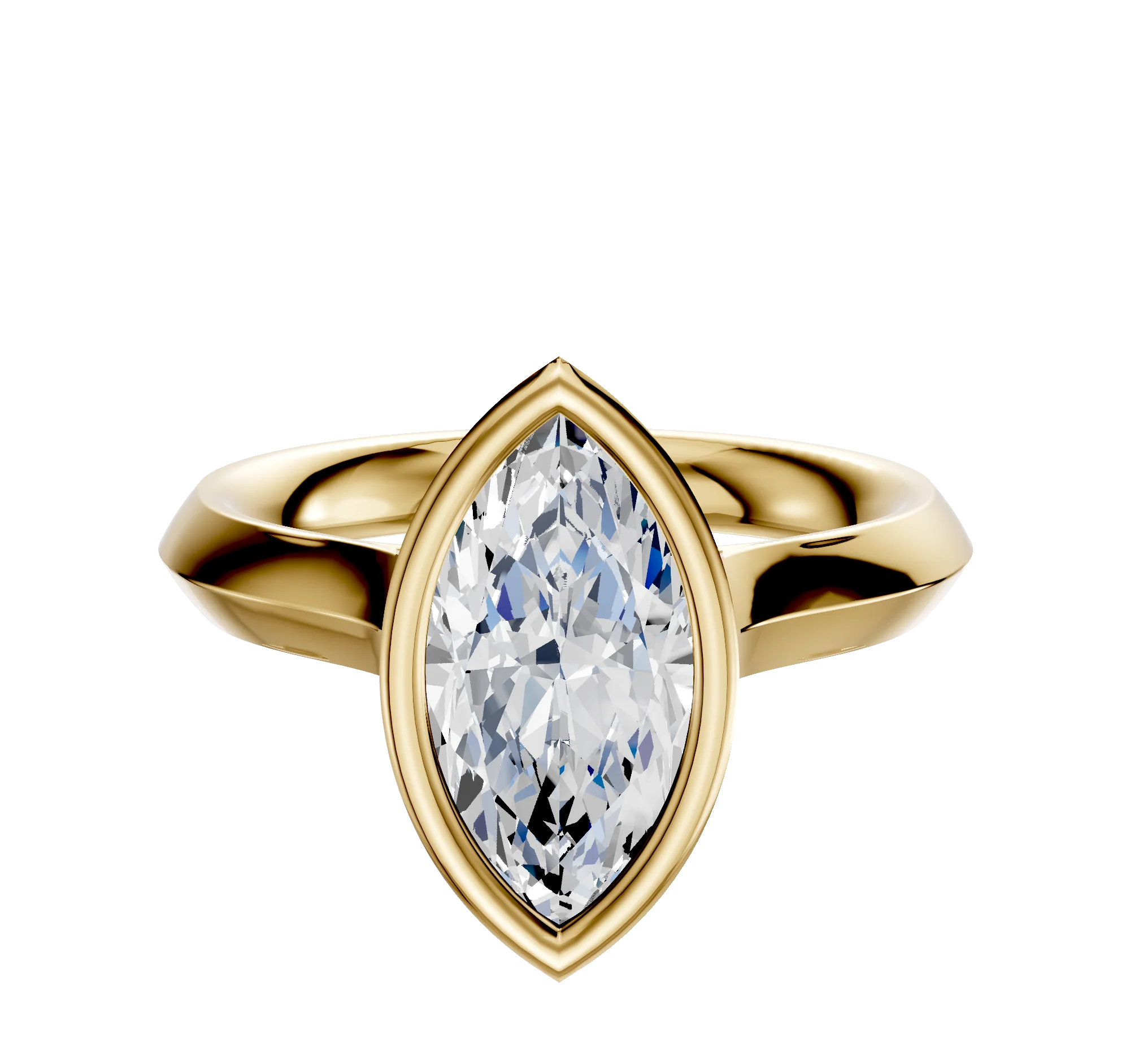 14K Yellow Gold Bezel Full Bezel North/South Cathedral Knife Edge 3.0mm Engagement Ring