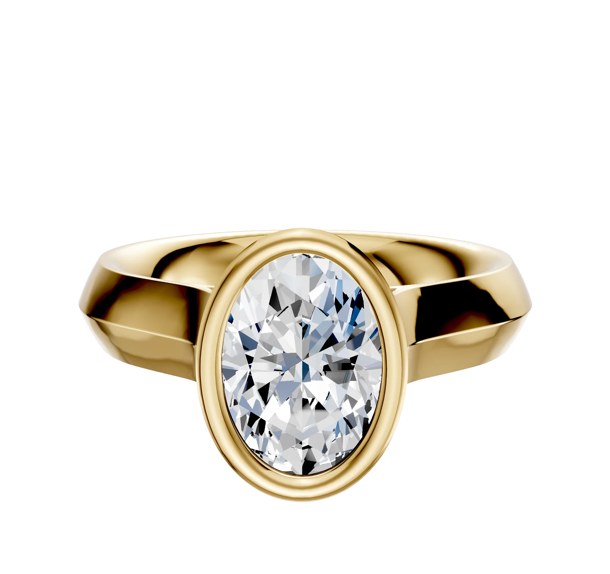 14K Yellow Gold Bezel Full Bezel North/South Cathedral Knife Edge 4.0mm Engagement Ring