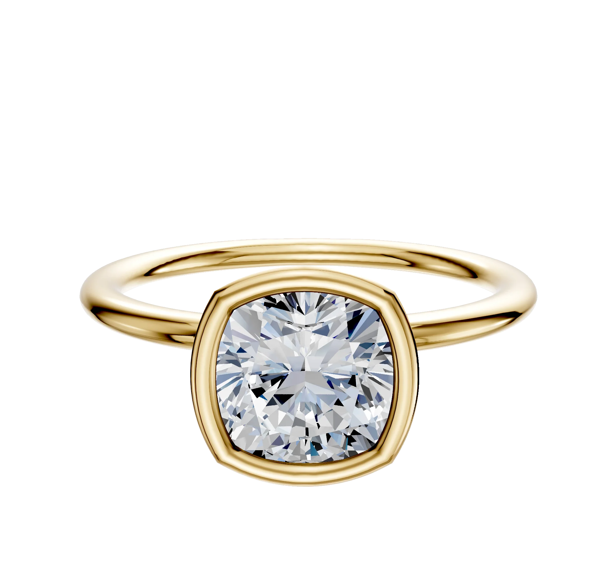 14K Yellow Gold Bezel Full Bezel North/South Classic Dome 1.5mm Engagement Ring