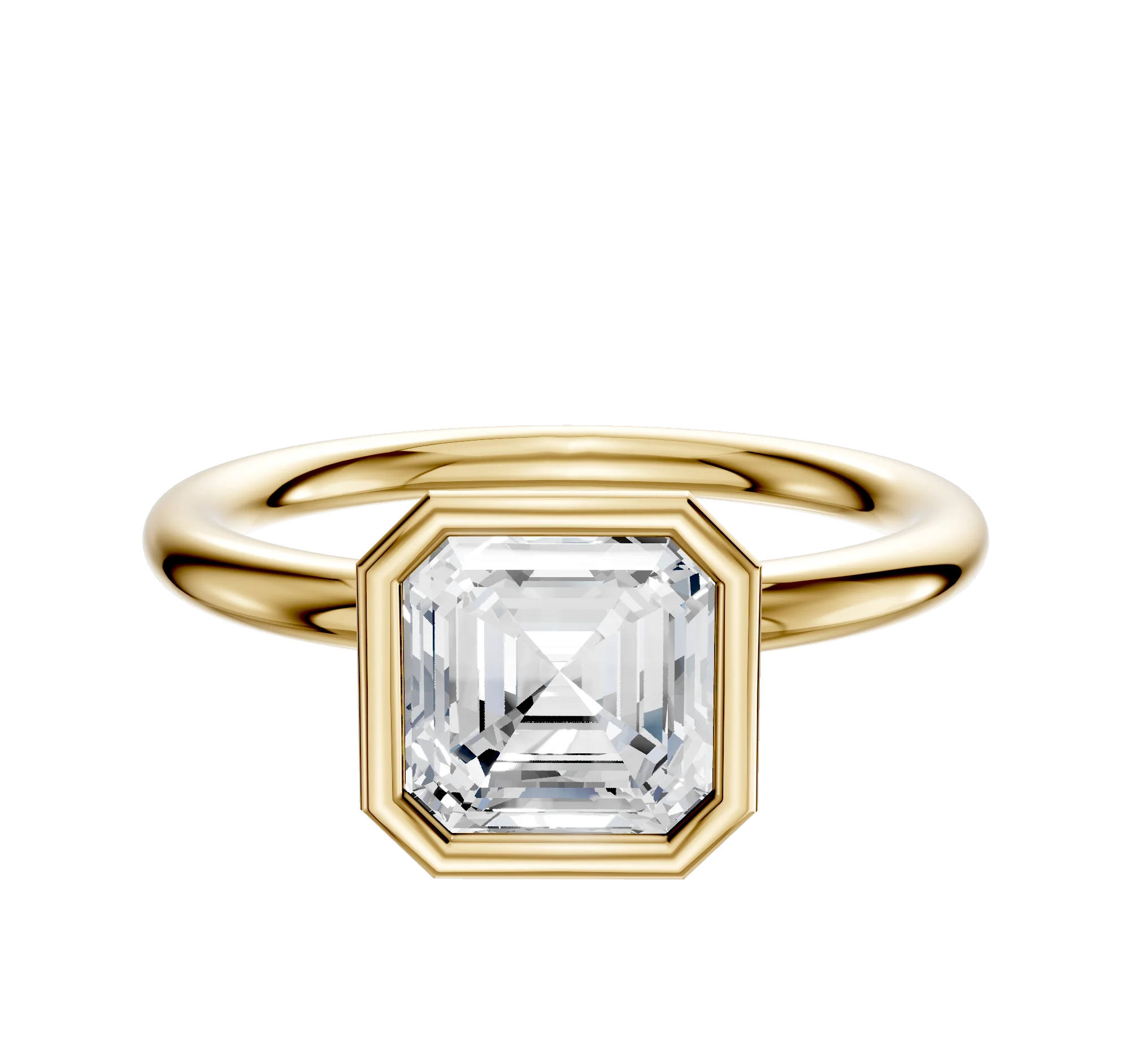 14K Yellow Gold Bezel Full Bezel North/South Classic Dome 2.0mm Engagement Ring