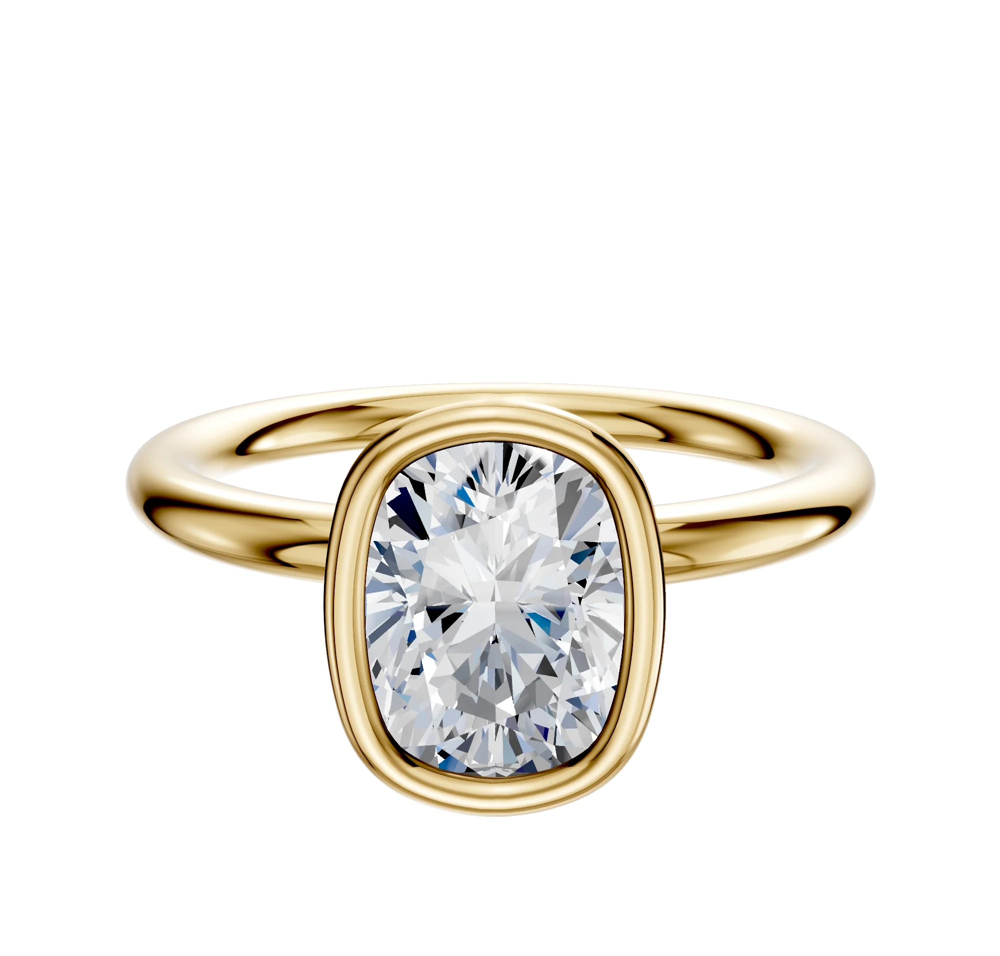 14K Yellow Gold Bezel Full Bezel North/South Classic Dome 2.0mm Engagement Ring