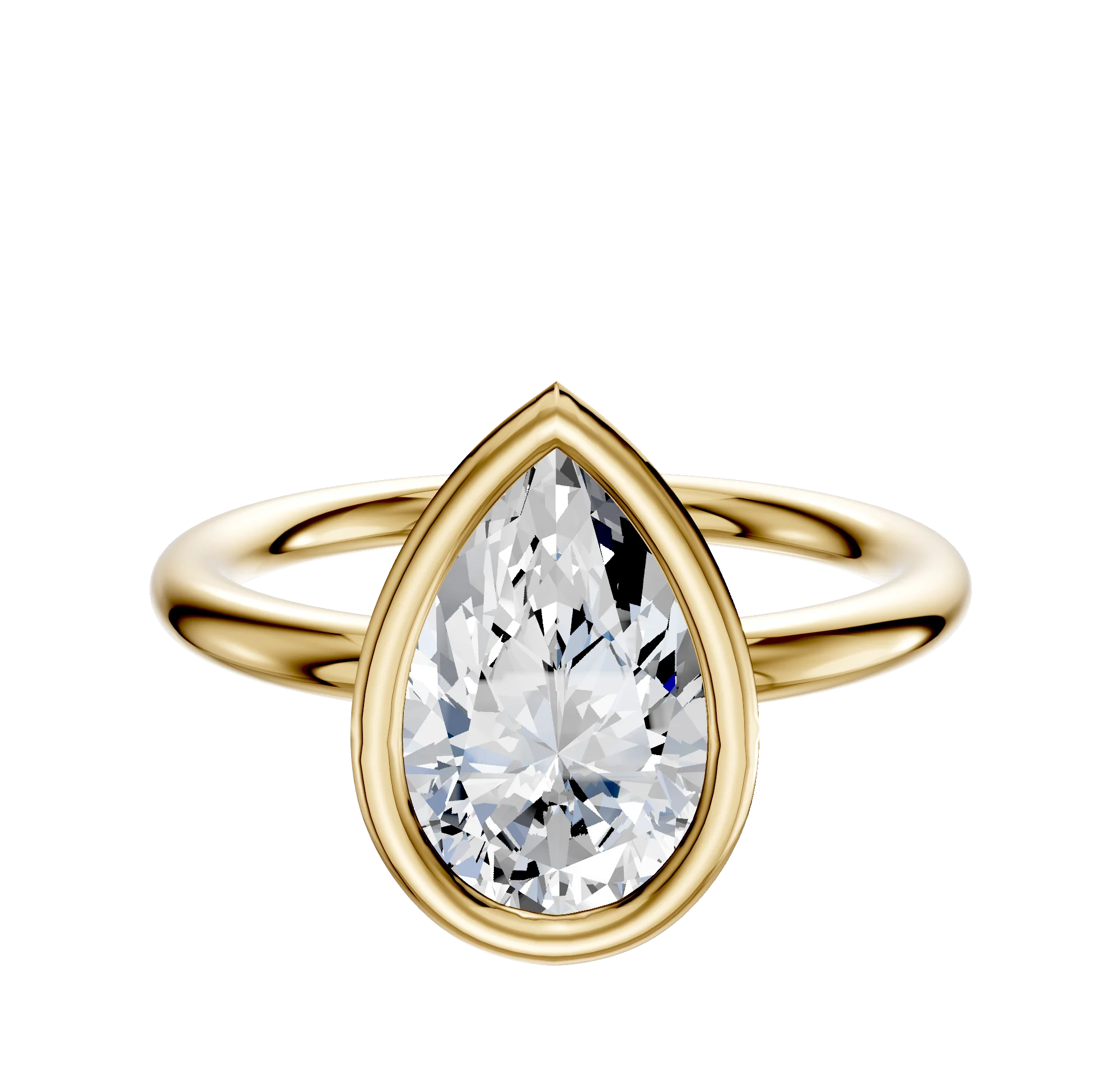14K Yellow Gold Bezel Full Bezel North/South Classic Dome 2.0mm Engagement Ring