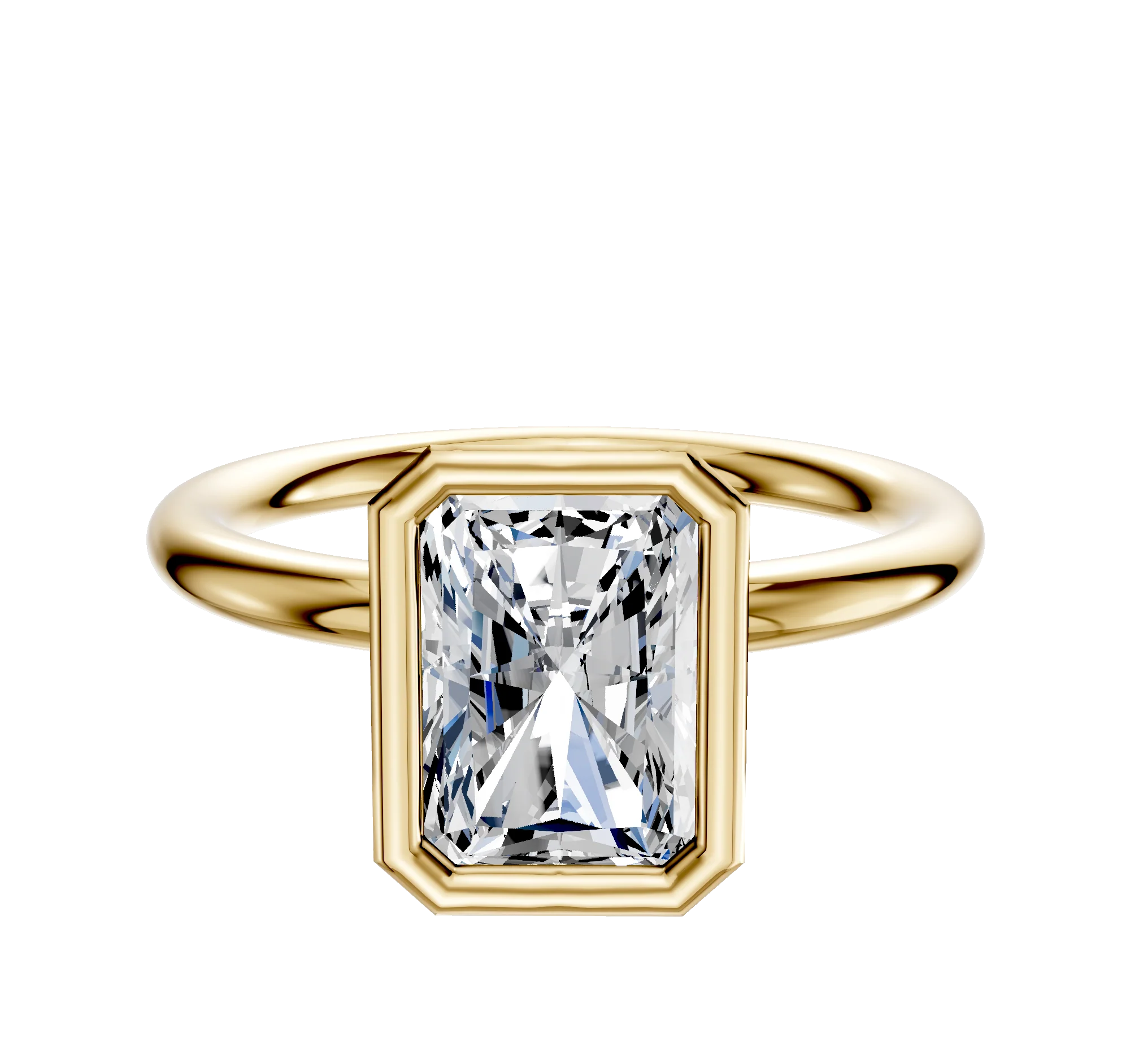 14K Yellow Gold Bezel Full Bezel North/South Classic Dome 2.0mm Engagement Ring