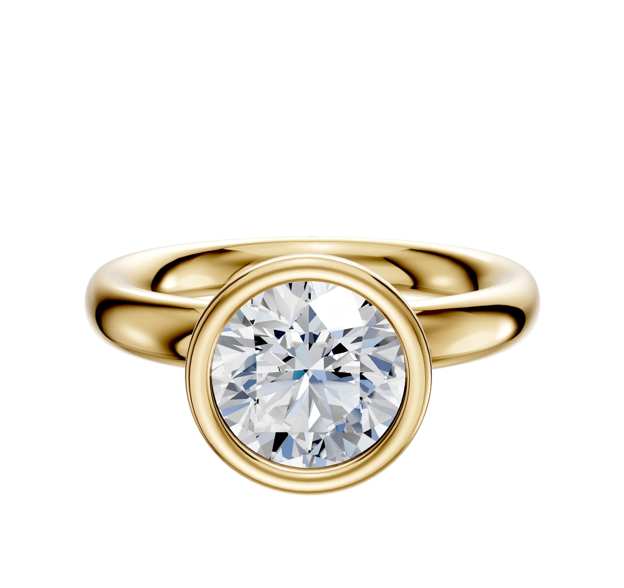 14K Yellow Gold Bezel Full Bezel North/South Classic Dome 3.0mm Engagement Ring