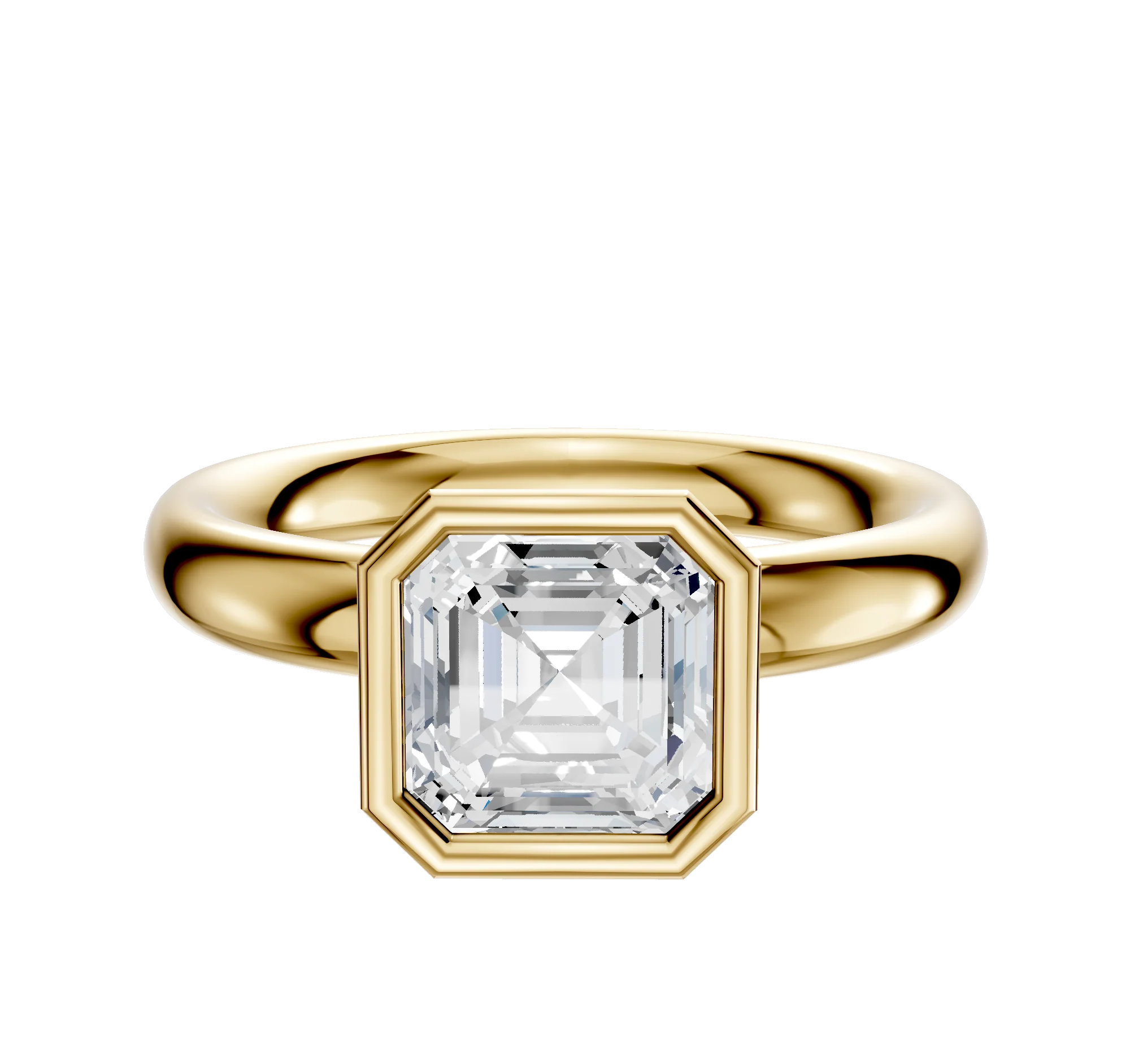 14K Yellow Gold Bezel Full Bezel North/South Classic Dome 3.0mm Engagement Ring