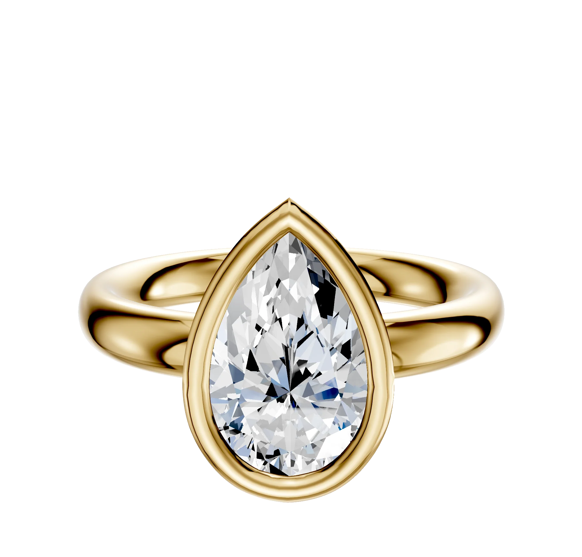 14K Yellow Gold Bezel Full Bezel North/South Classic Dome 3.0mm Engagement Ring