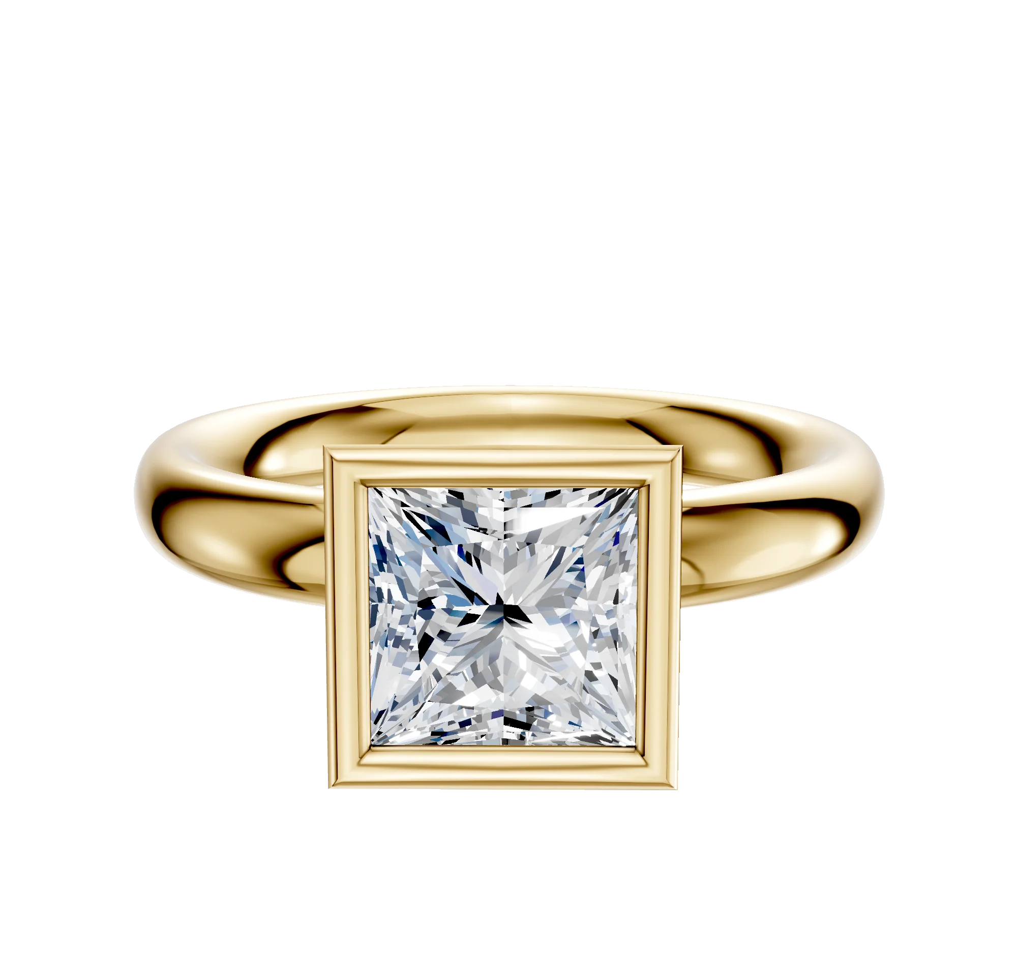 14K Yellow Gold Bezel Full Bezel North/South Classic Dome 3.0mm Engagement Ring