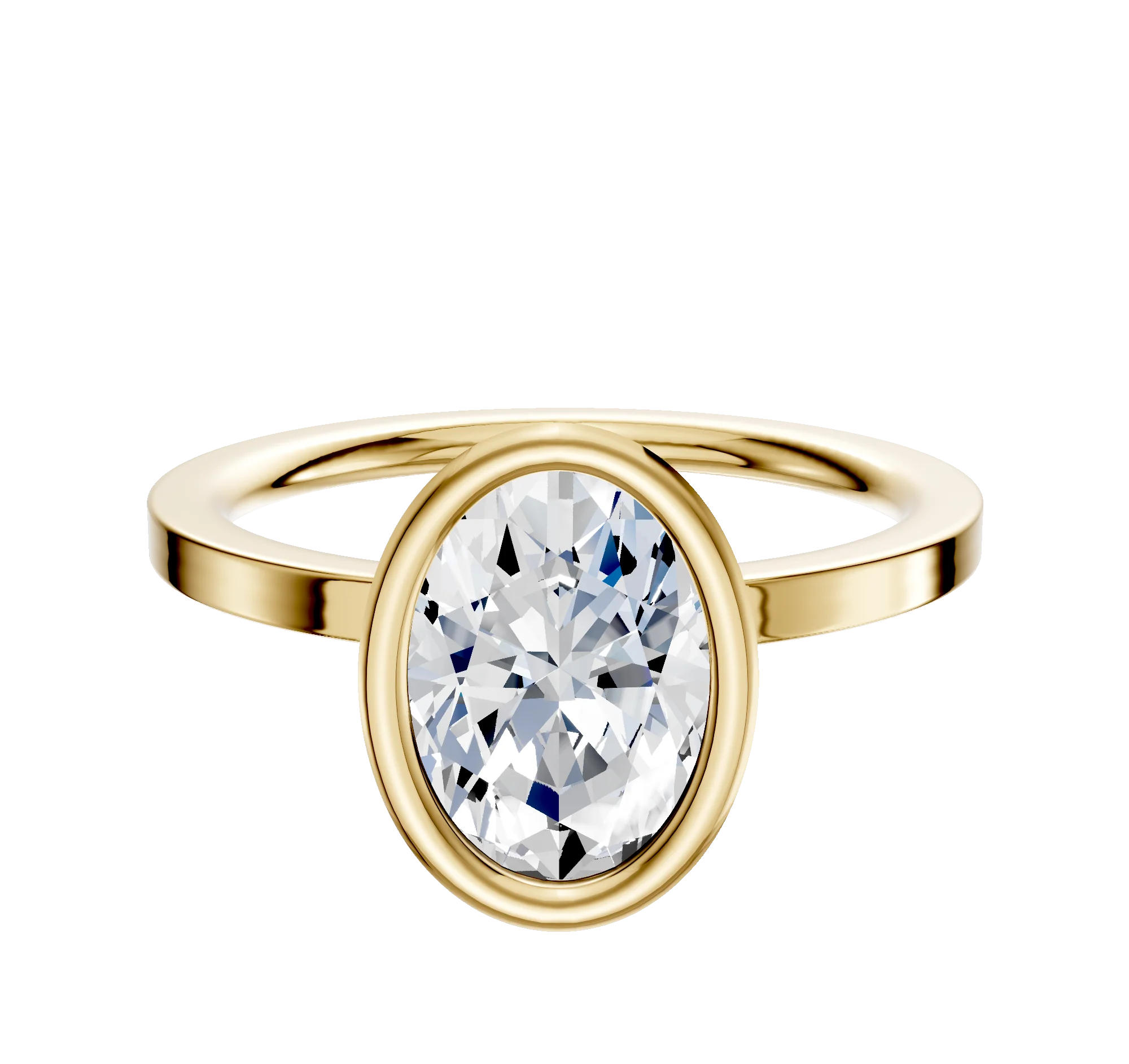 14K Yellow Gold Bezel Full Bezel North/South Classic Flat 1.5mm Engagement Ring