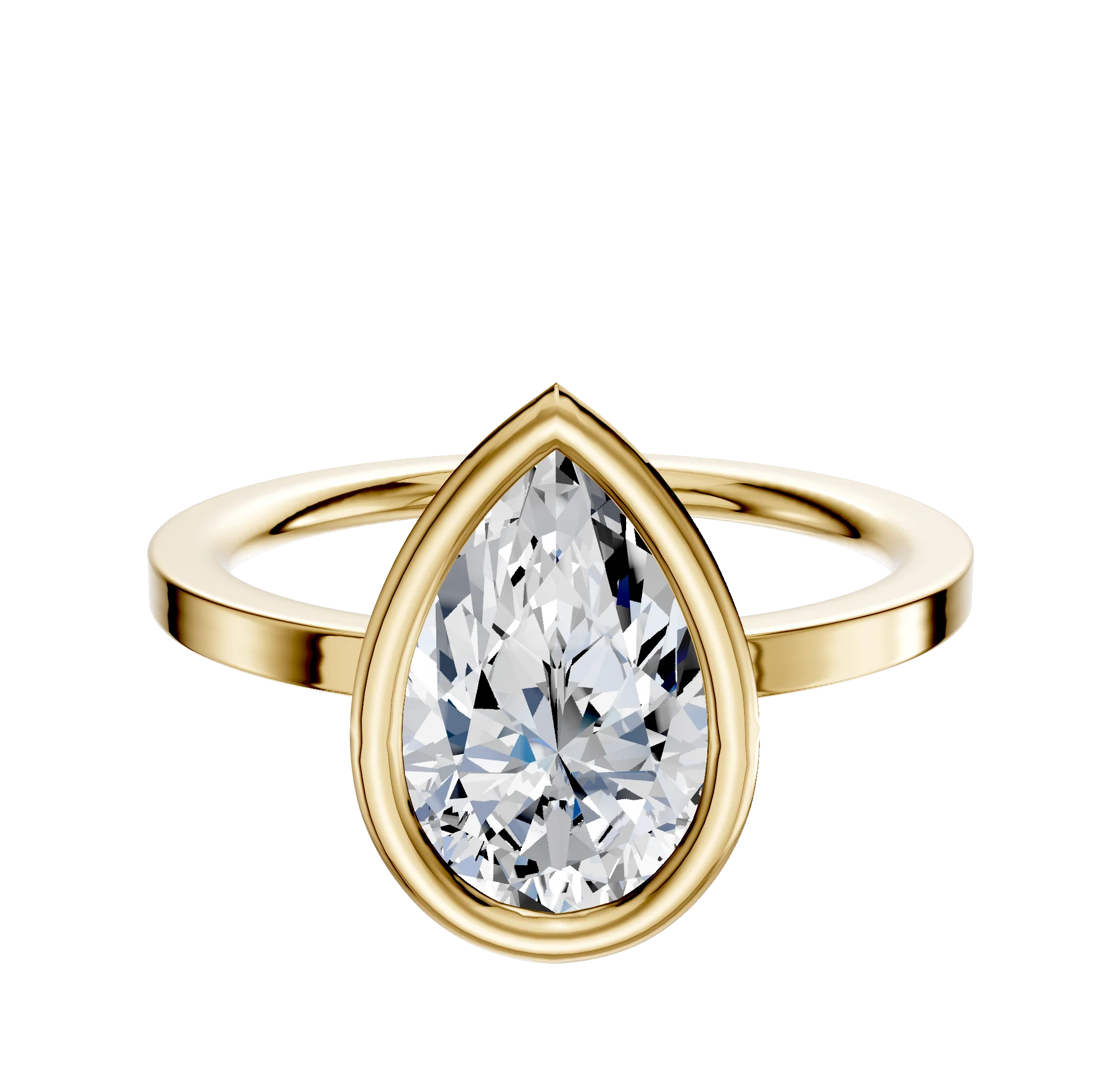 14K Yellow Gold Bezel Full Bezel North/South Classic Flat 1.5mm Engagement Ring