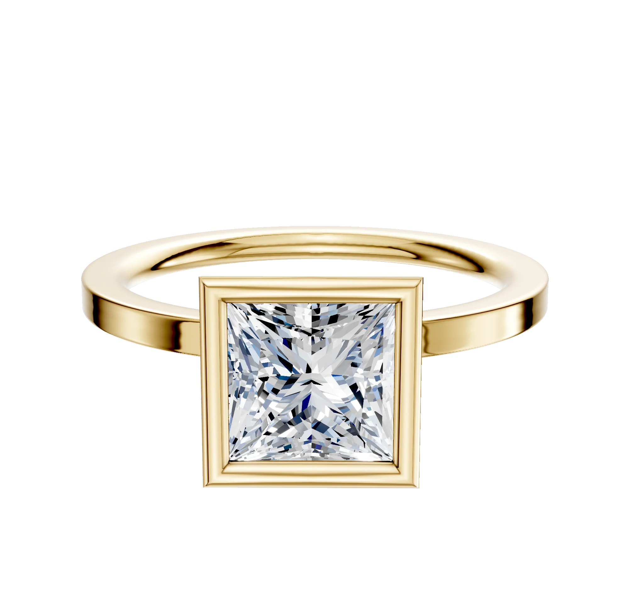 14K Yellow Gold Bezel Full Bezel North/South Classic Flat 1.5mm Engagement Ring